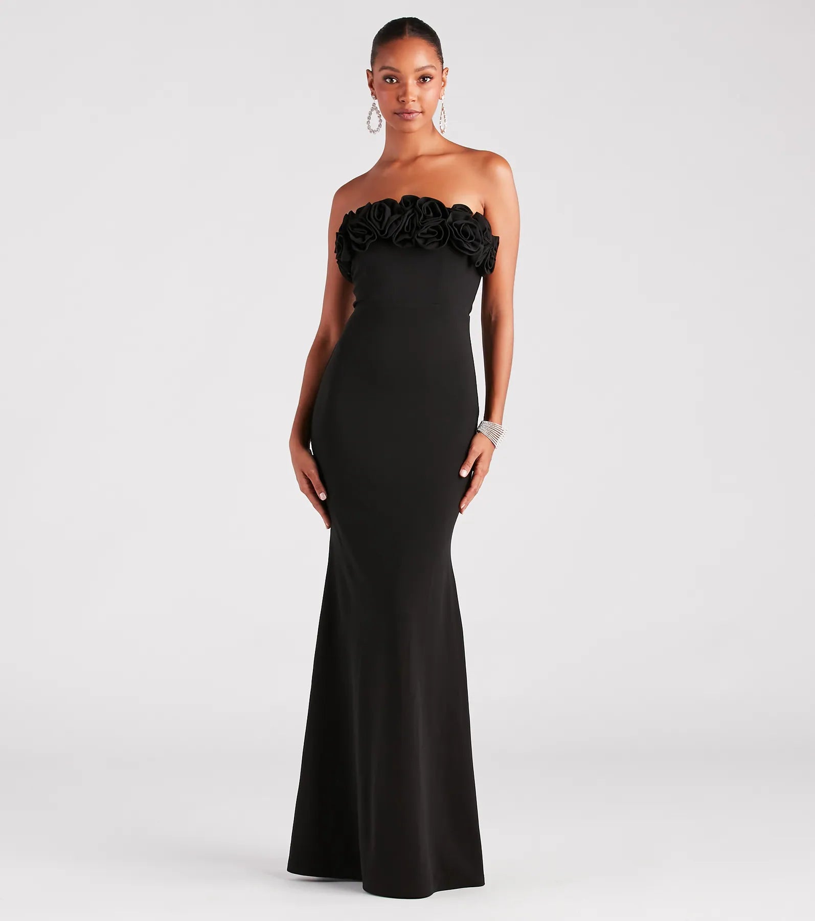 Ultimate Elegance: Paula Formal Crepe Rose Strapless Mermaid Dress