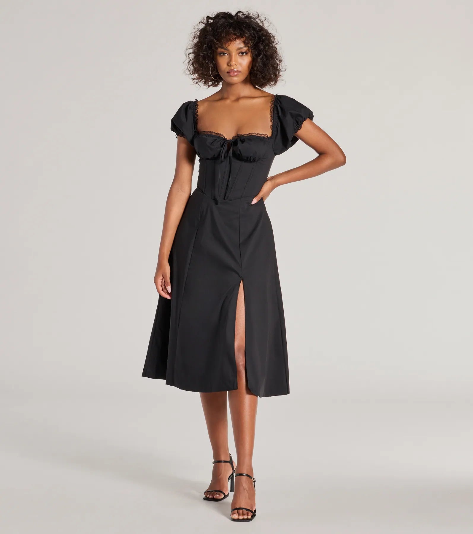 Ultimate Flawless Puff Sleeve Corset Midi Dress - Elegance Redefined