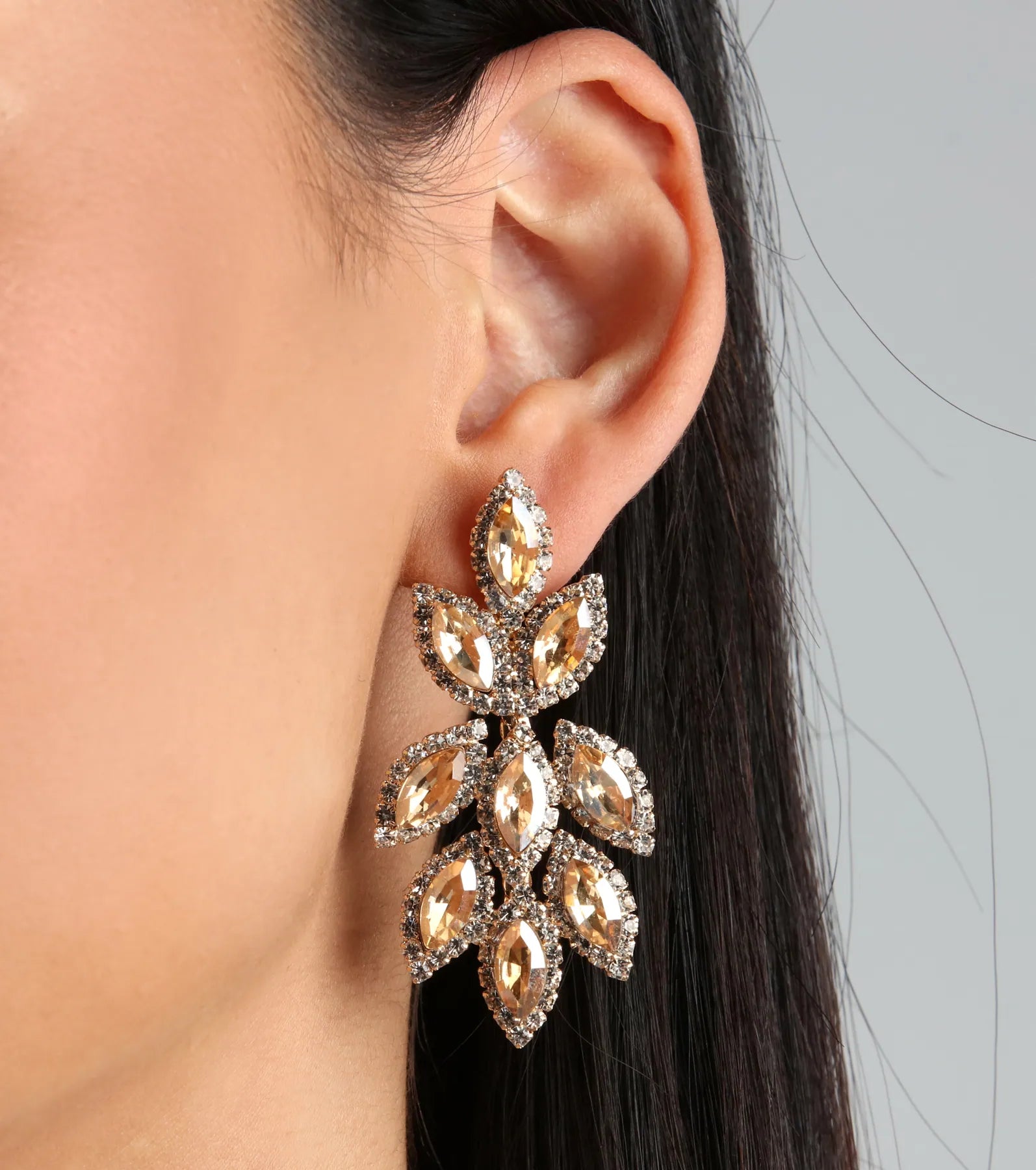 Ultimate Shimmering Elegance Gemstone Leaf Drop Earrings