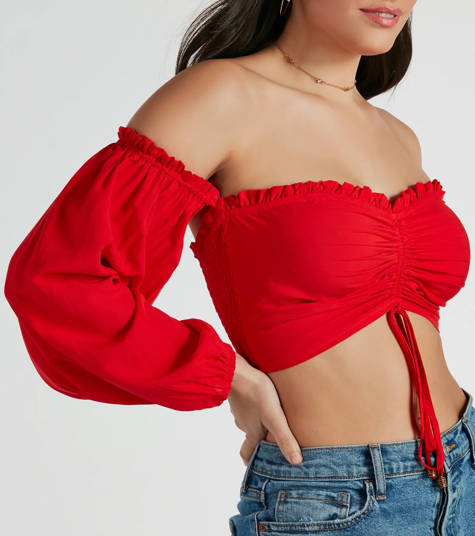 Premium Alluring Daydream Off-The-Shoulder Crop Top - Ultimate Summer Style