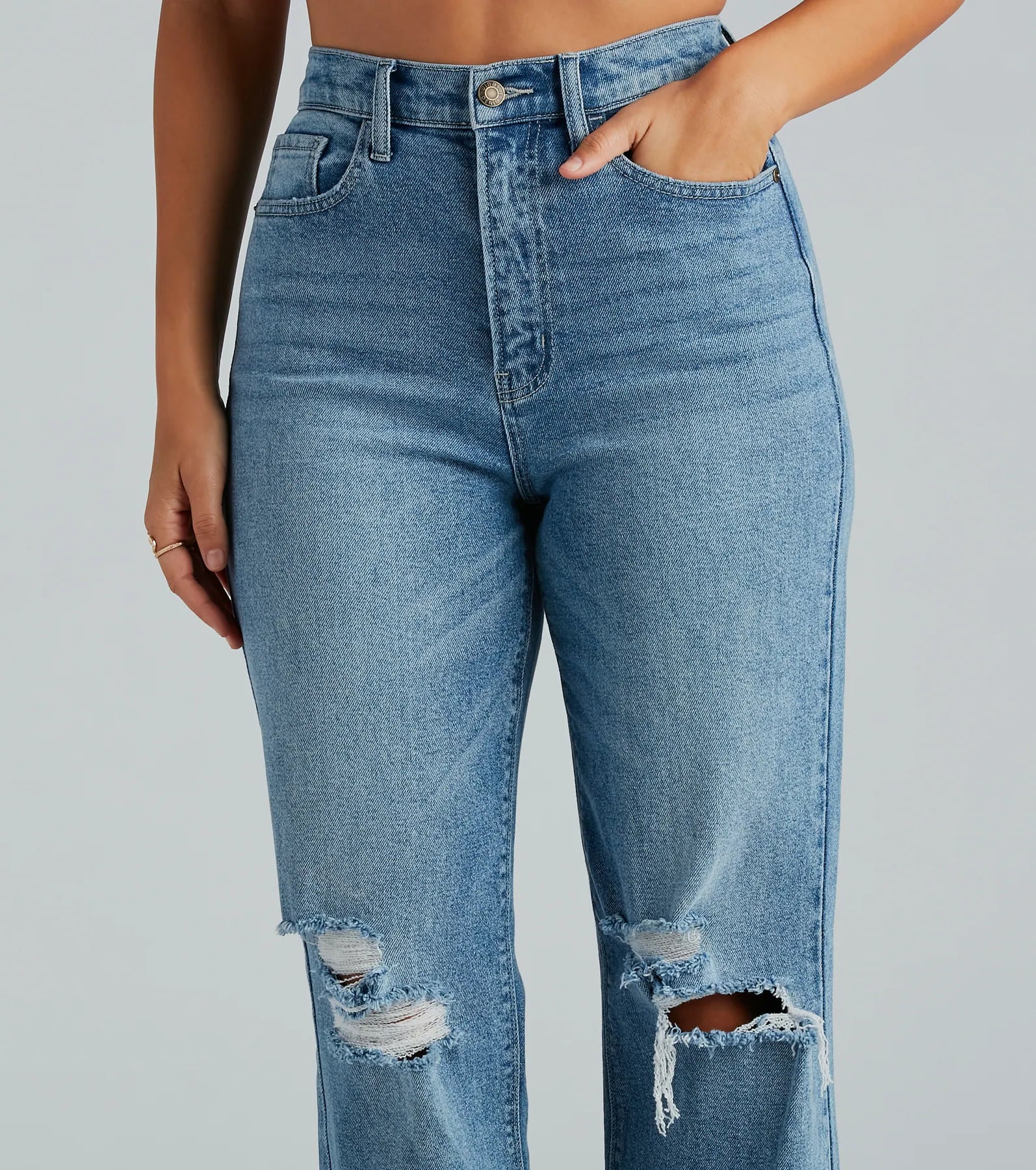 Ultimate High-Rise Destructed Straight-Leg Jeans - Perfect Pair for Everyday Style