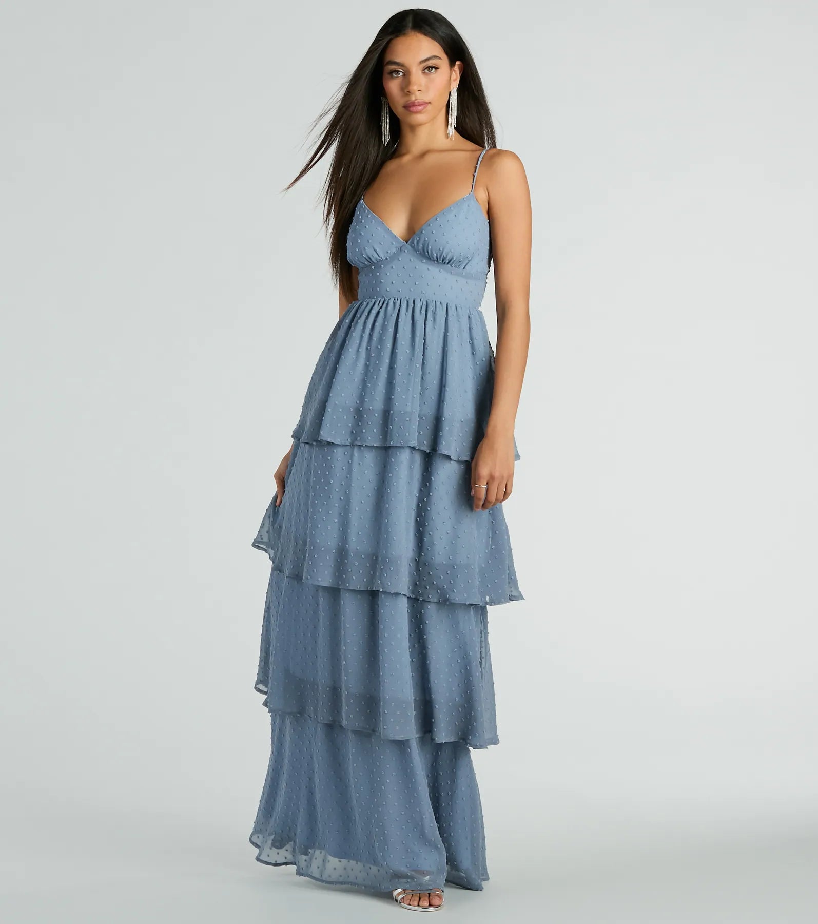 Premium Kasey V-Neck Ruffled A-Line Chiffon Formal Dress