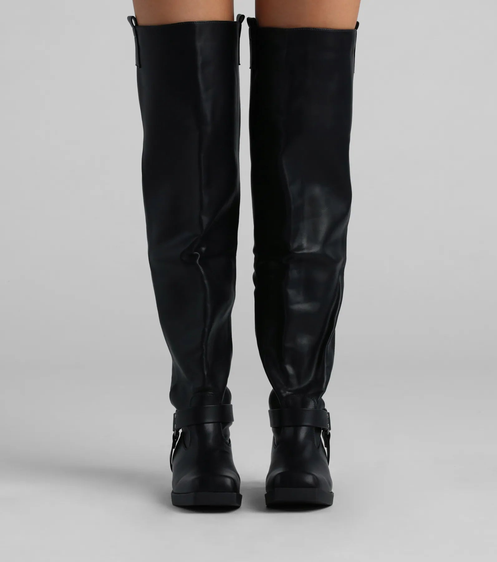 Ultimate Places To Be Seen Faux Leather Thigh-High Boots