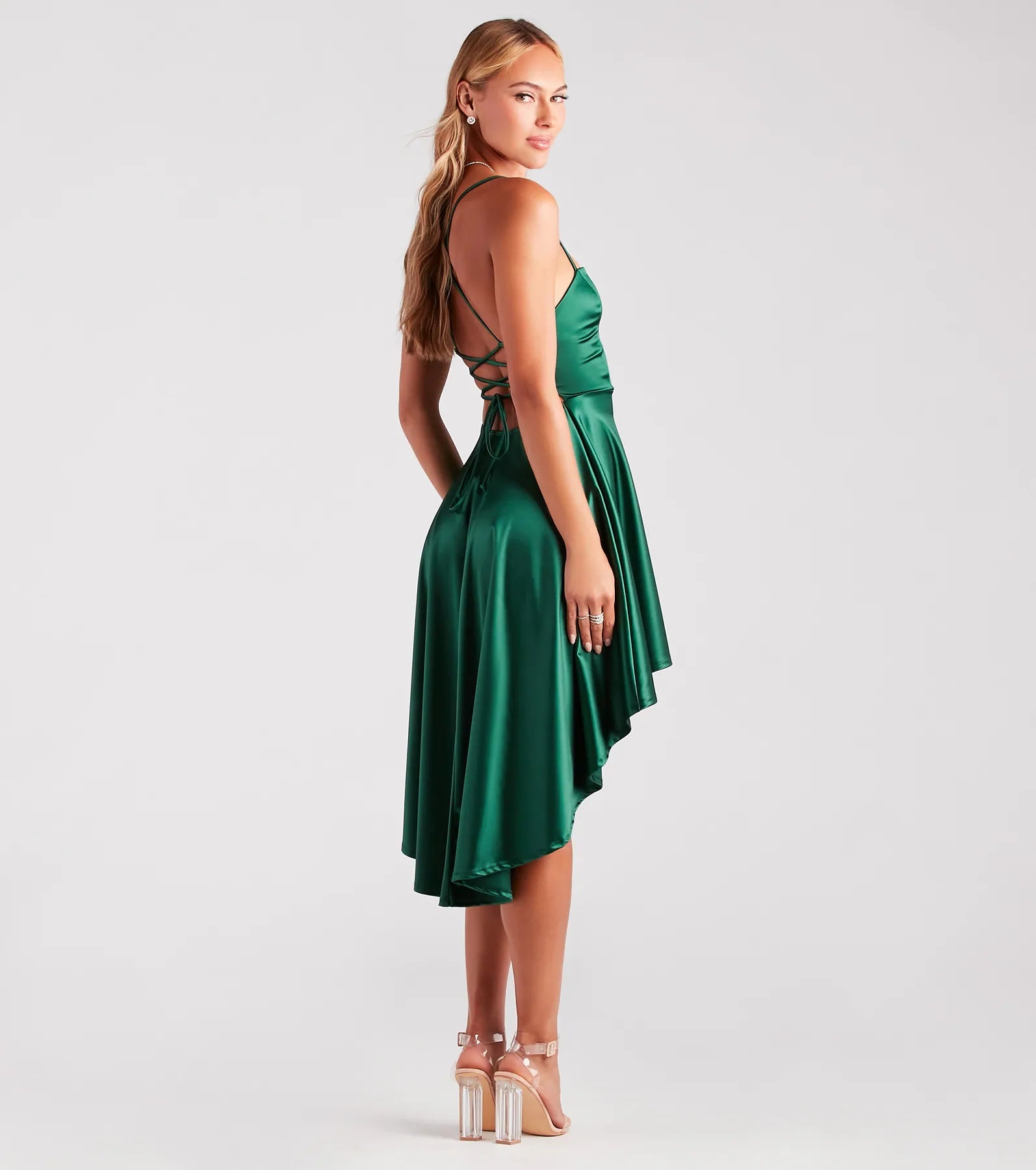 Ultimate Glam Satin Lace-Up Party Dress