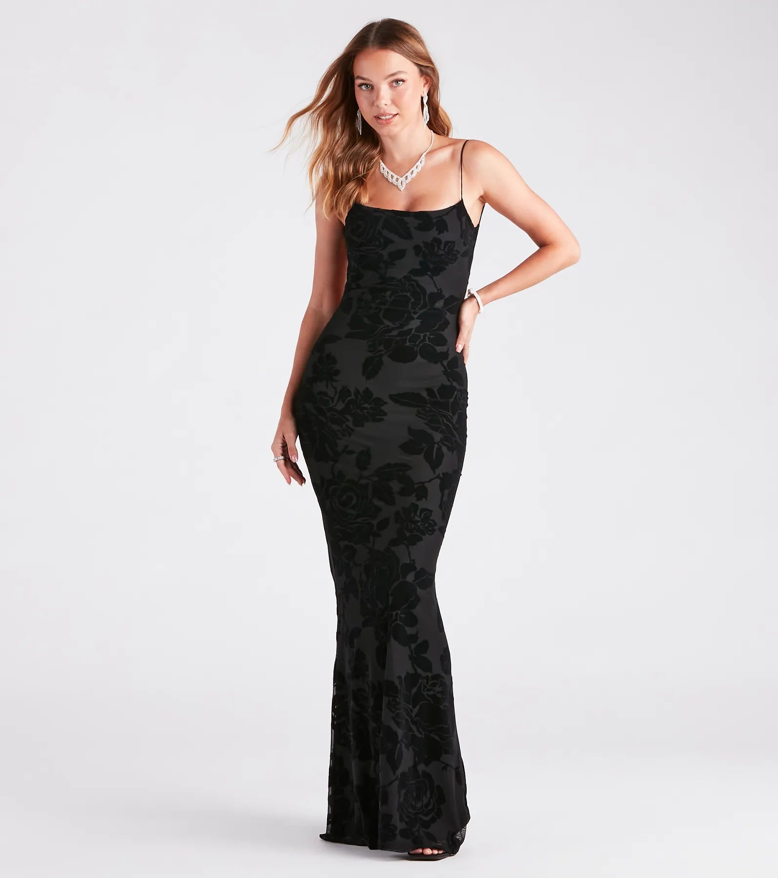 Premium Ramona Velvet Rose Mermaid Gown - Ultimate Formal Elegance