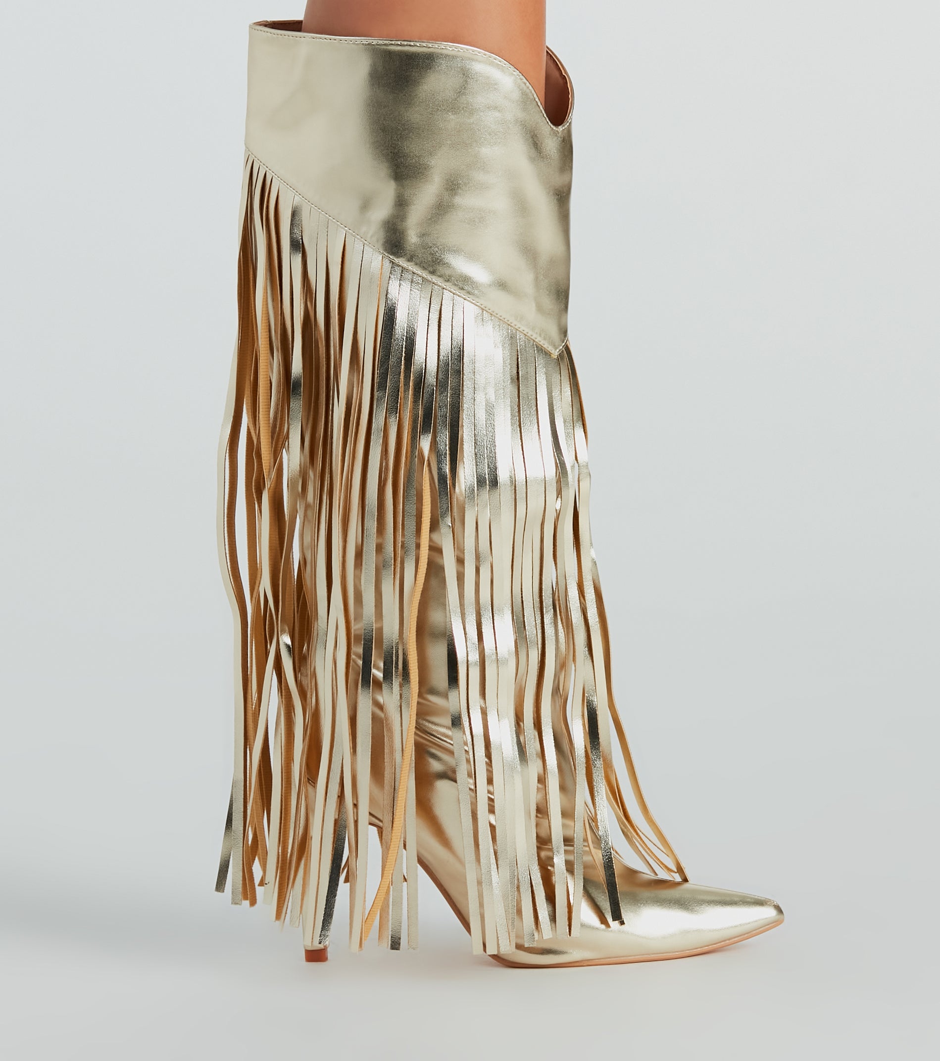 Ultimate Faux Leather Metallic Fringe Boots - Shake & Shine