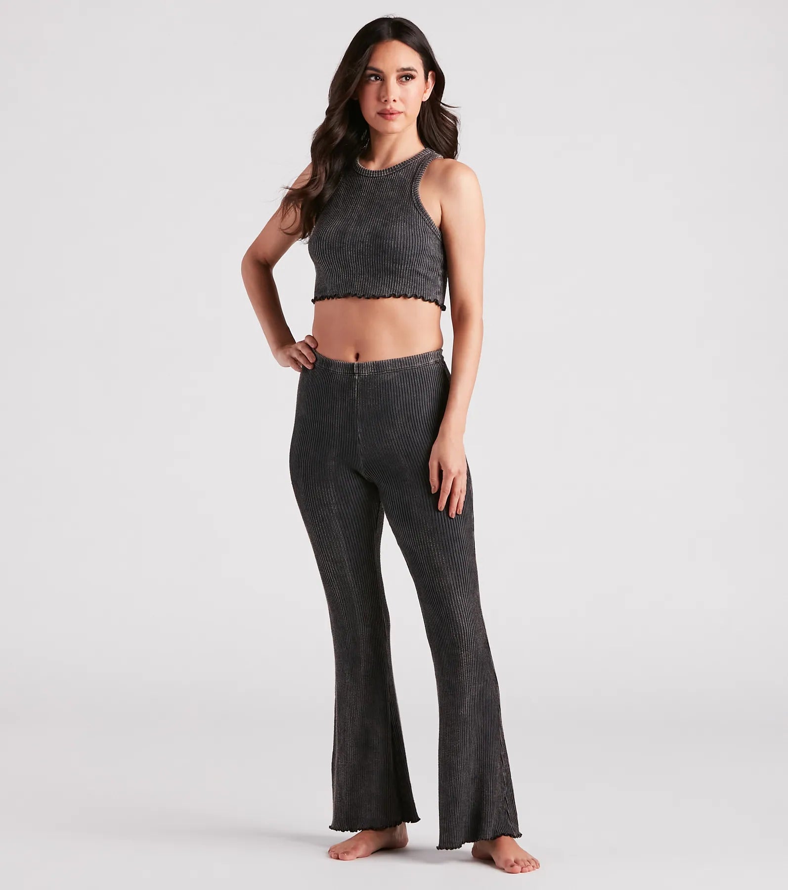 Ultimate Chill Mood Ribbed Knit Flare-Leg Pants