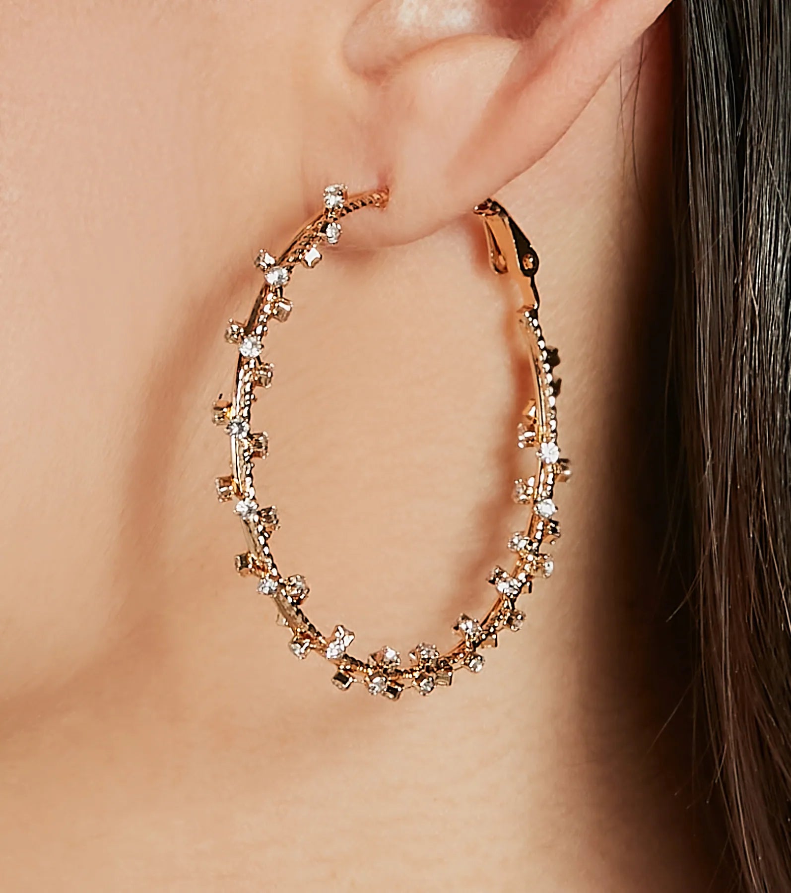 Premium Sparkle Rhinestone Hoop Earrings - Ultimate Glamour