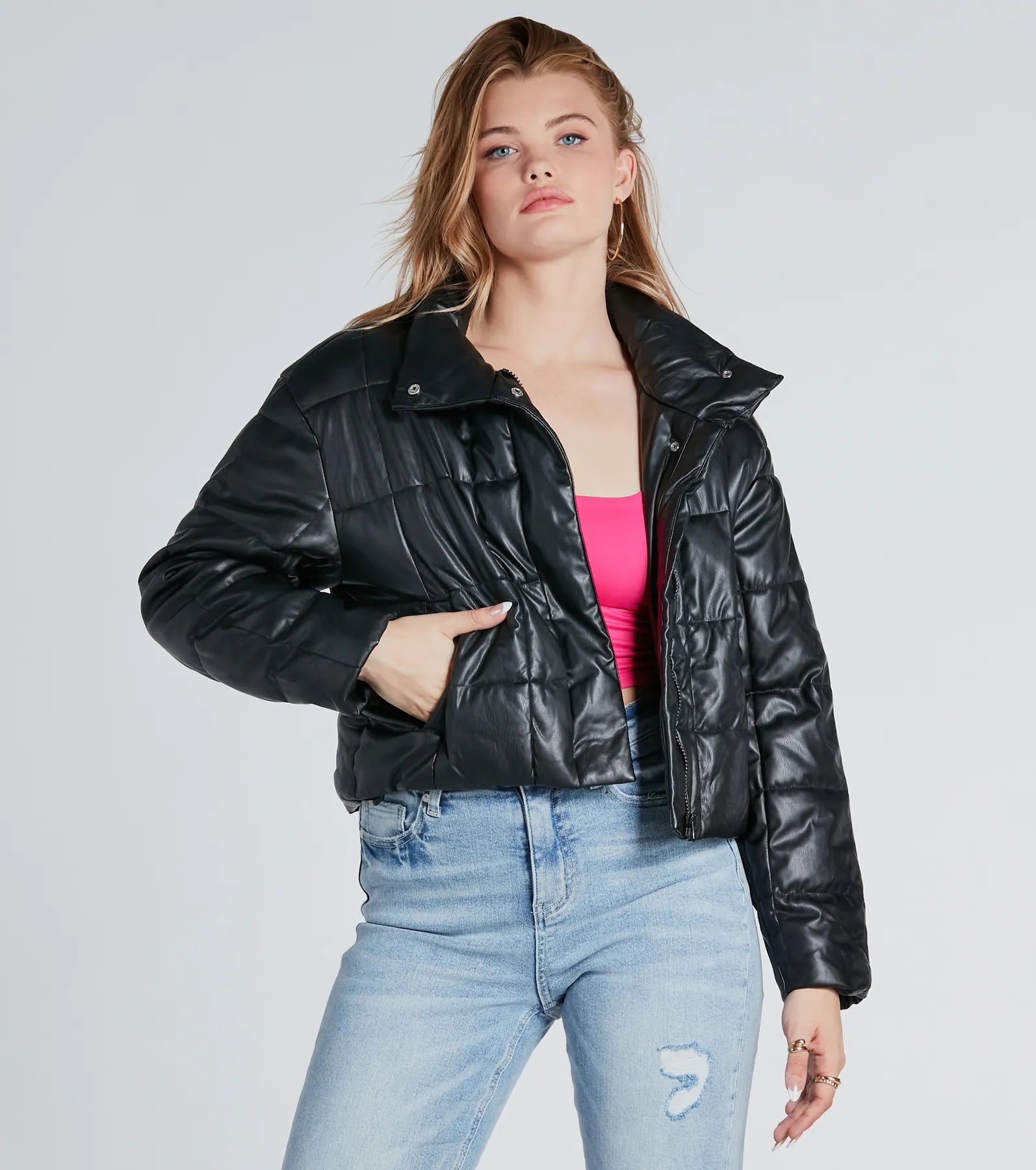 Premium Faux Leather Puffer Jacket - Ultimate Winter Style