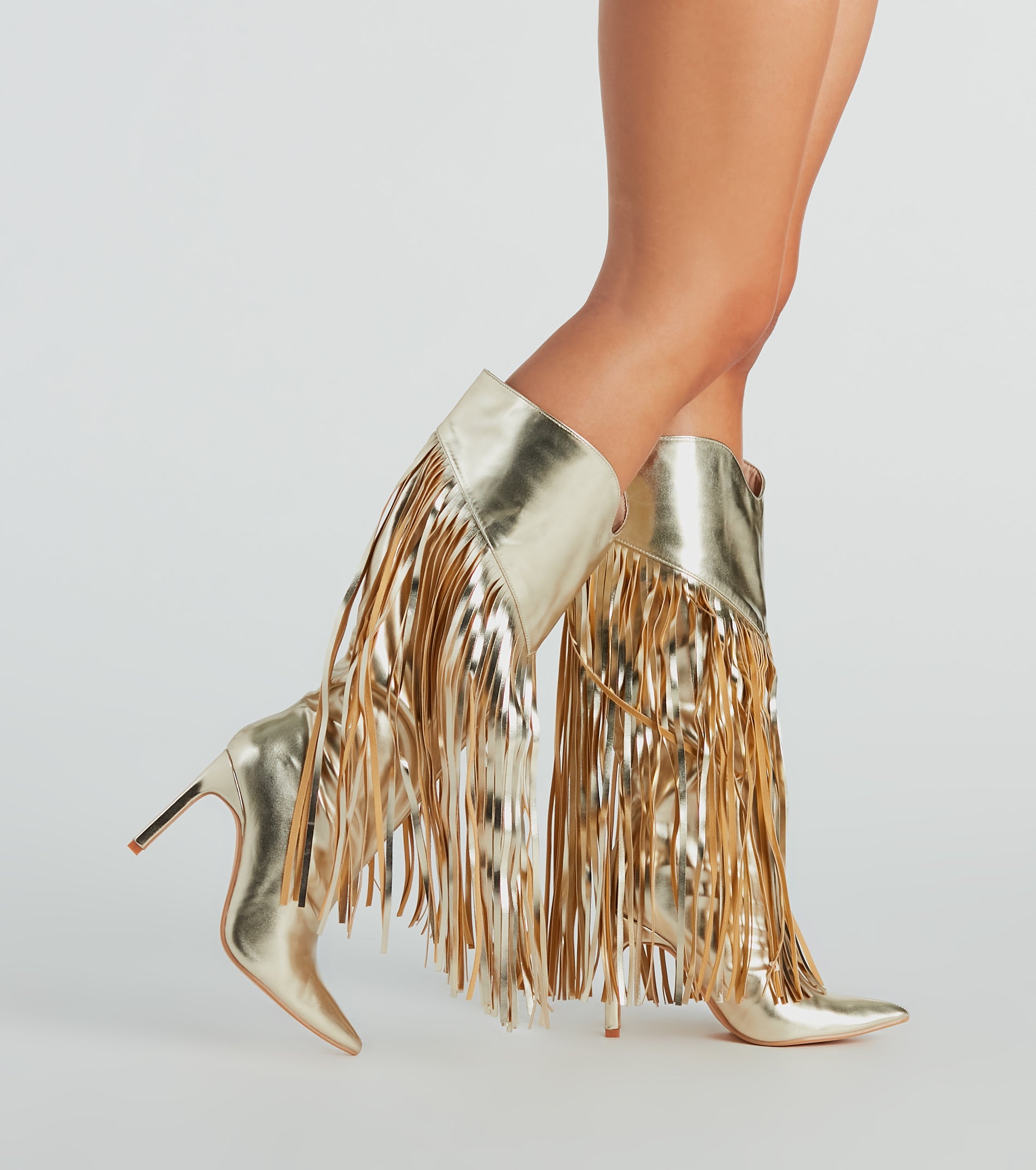 Ultimate Faux Leather Metallic Fringe Boots - Shake & Shine