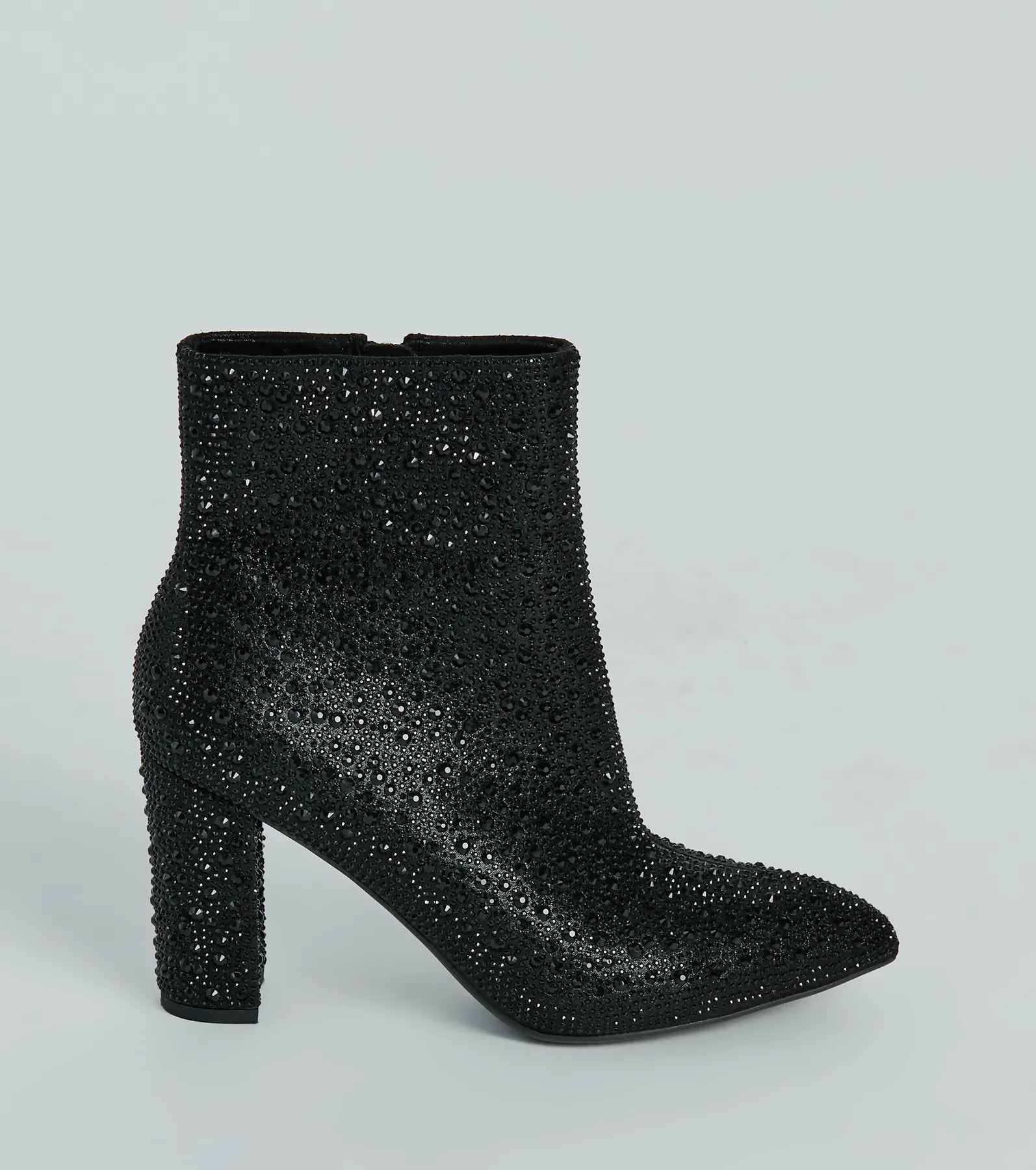 Ultimate Glam Rhinestone Block Heel Ankle Boots - Sparkle Mode