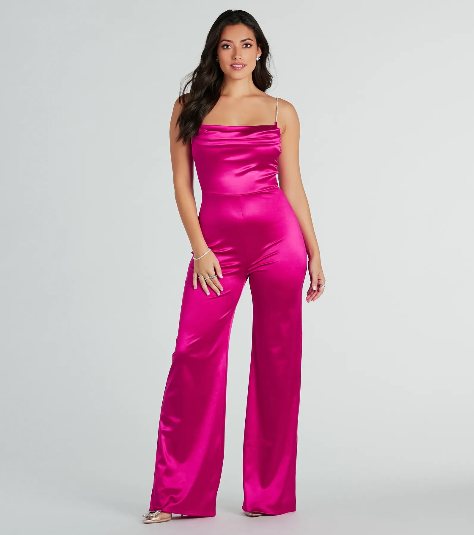 Ultimate Glamour Satin Rhinestone Jumpsuit