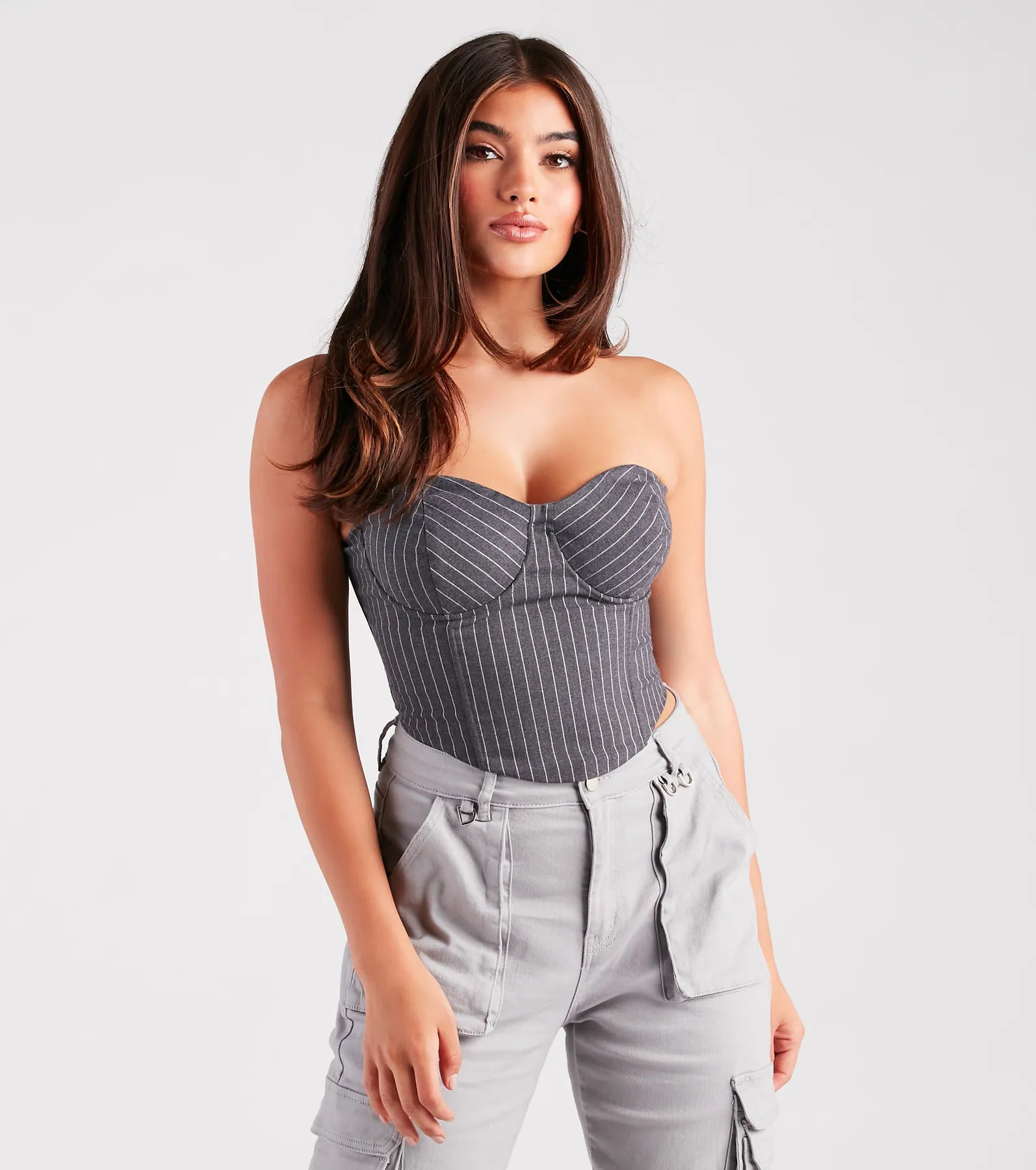 Premium Pinstripe Corset Top - Ultimate Strapless Style