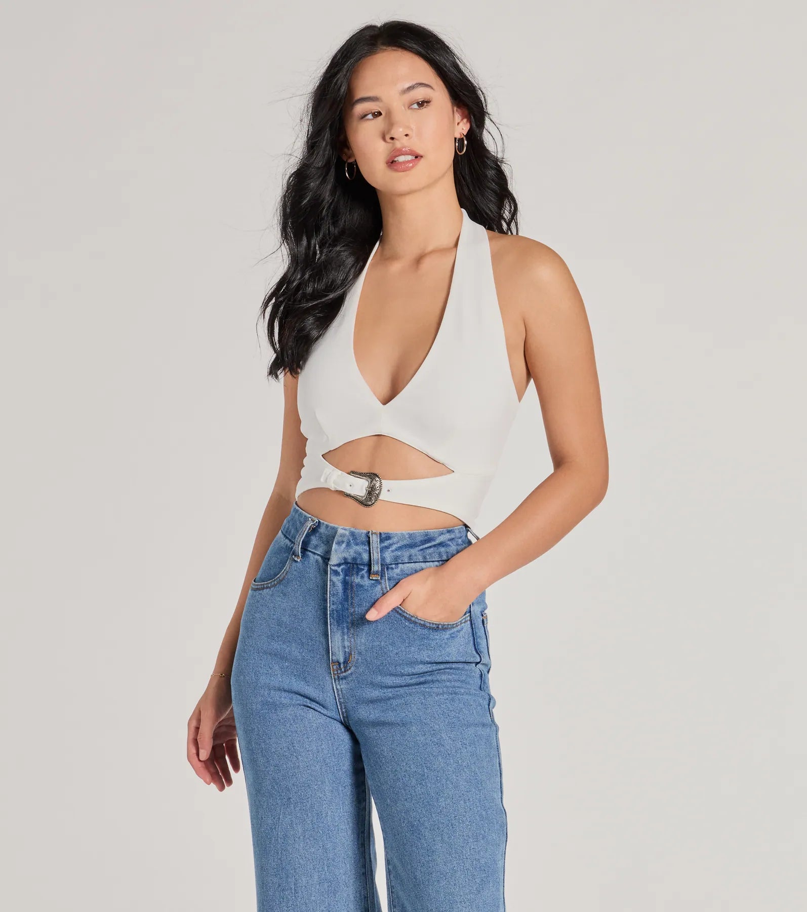 Ultimate Edgy Vibe Buckle Crop Top