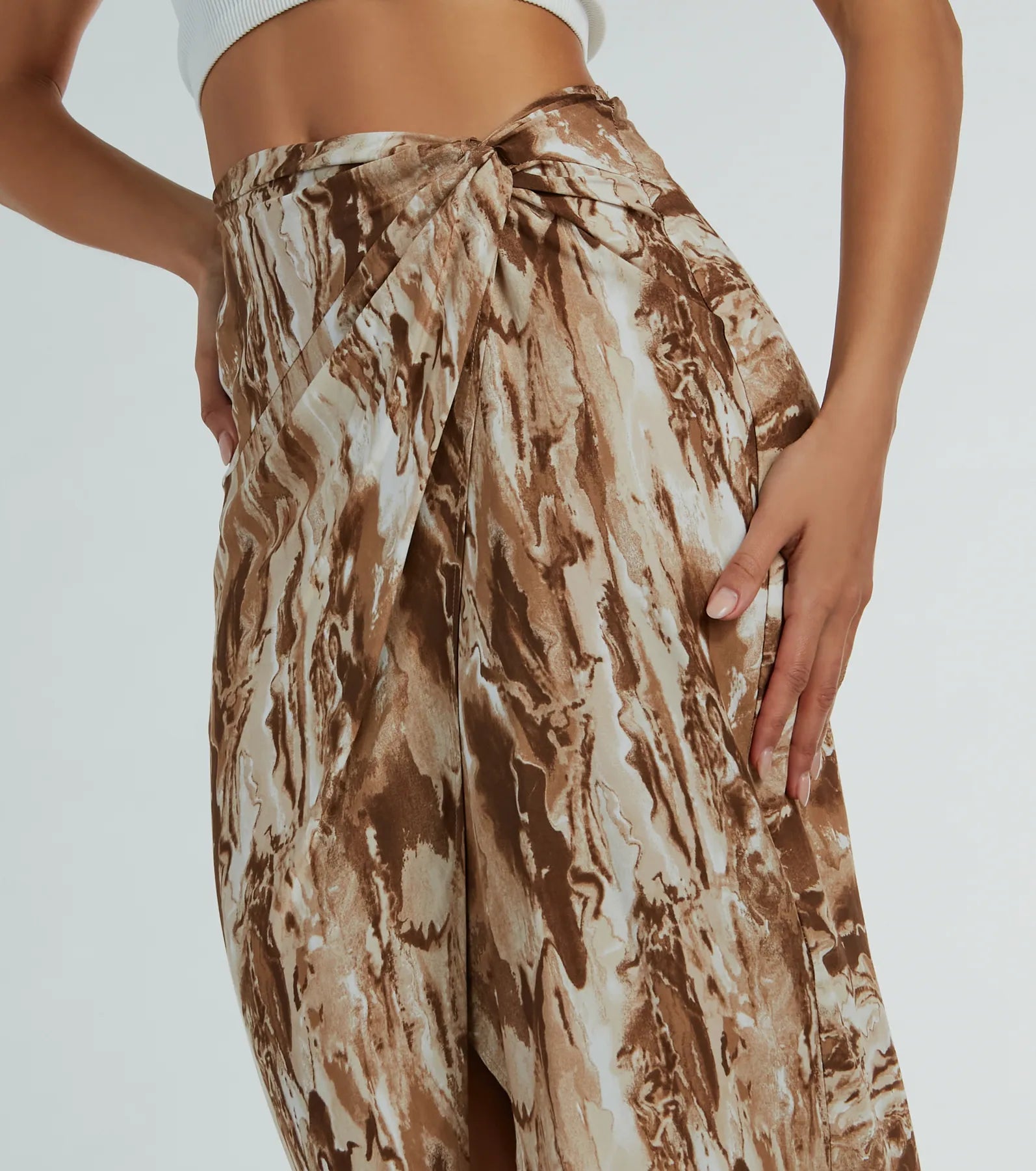 Premium Marble Print Wrap Midi Skirt - Ultimate Style Statement