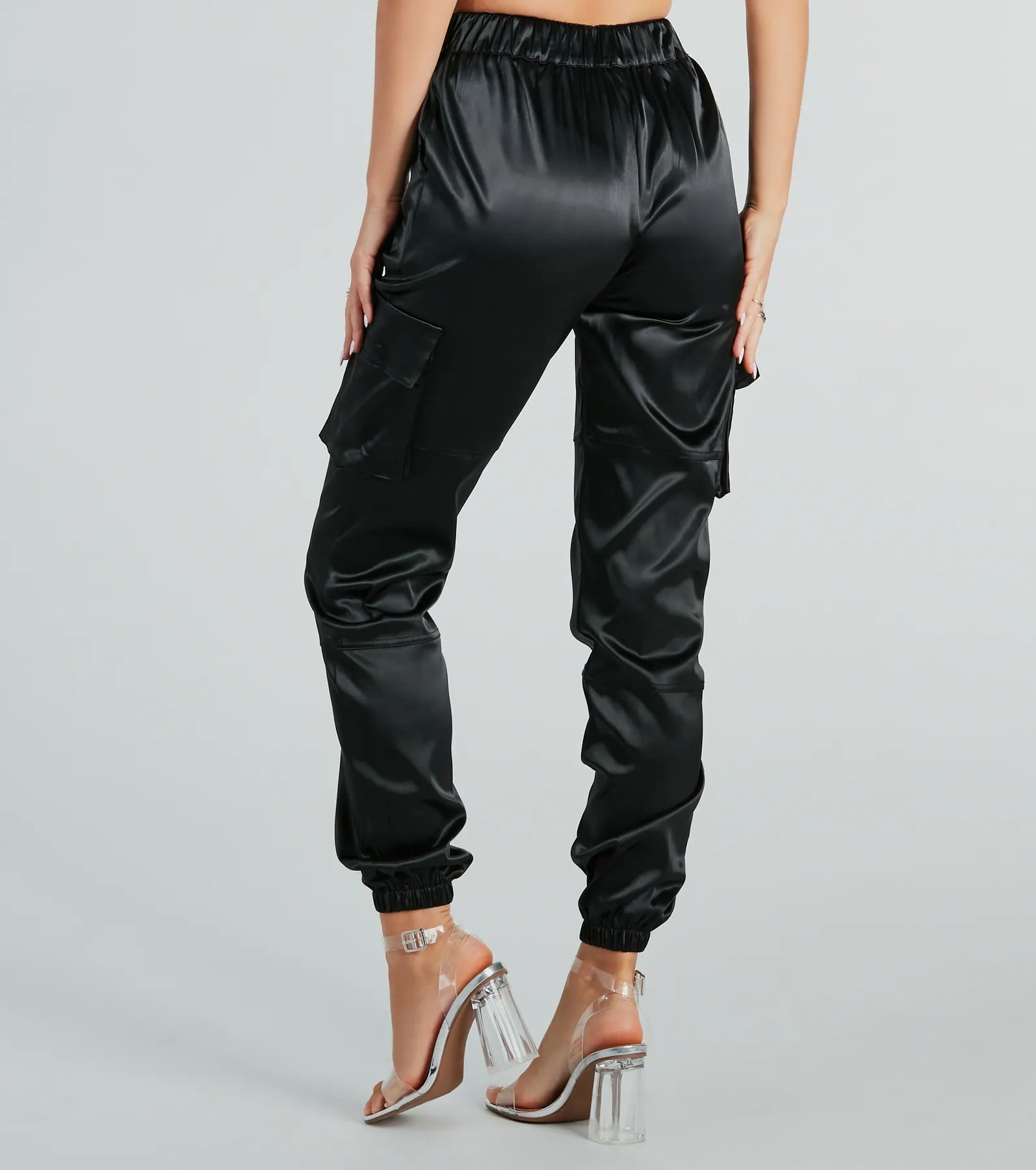 Premium Satin High-Rise Cargo Joggers - Ultimate Style & Comfort