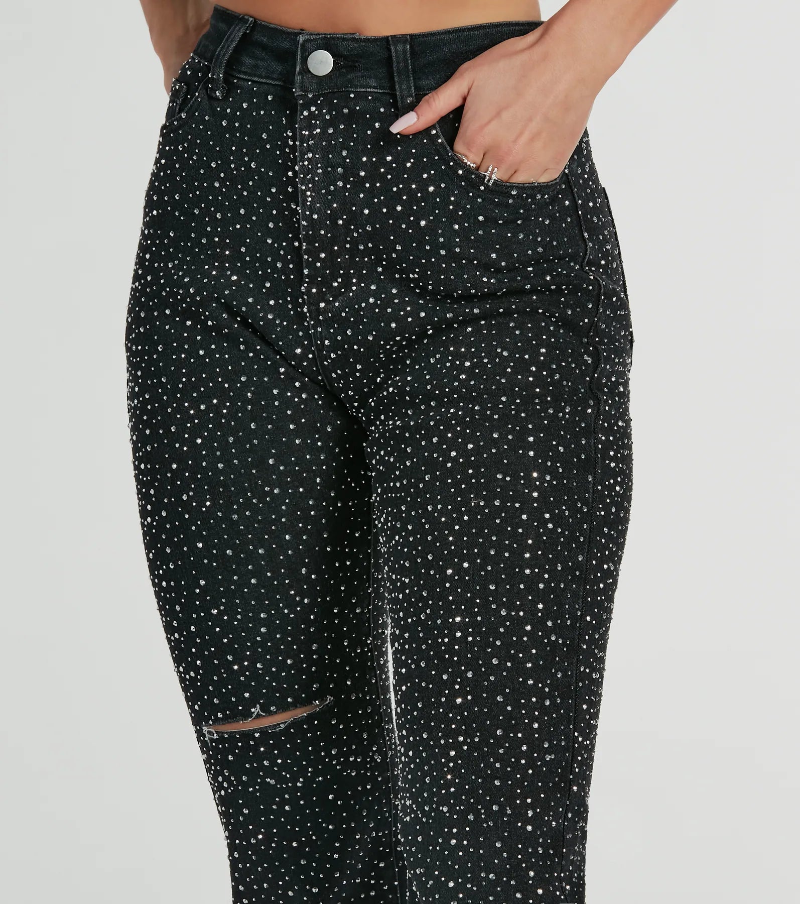 Ultimate Glam Rhinestone High-Waist Jeans