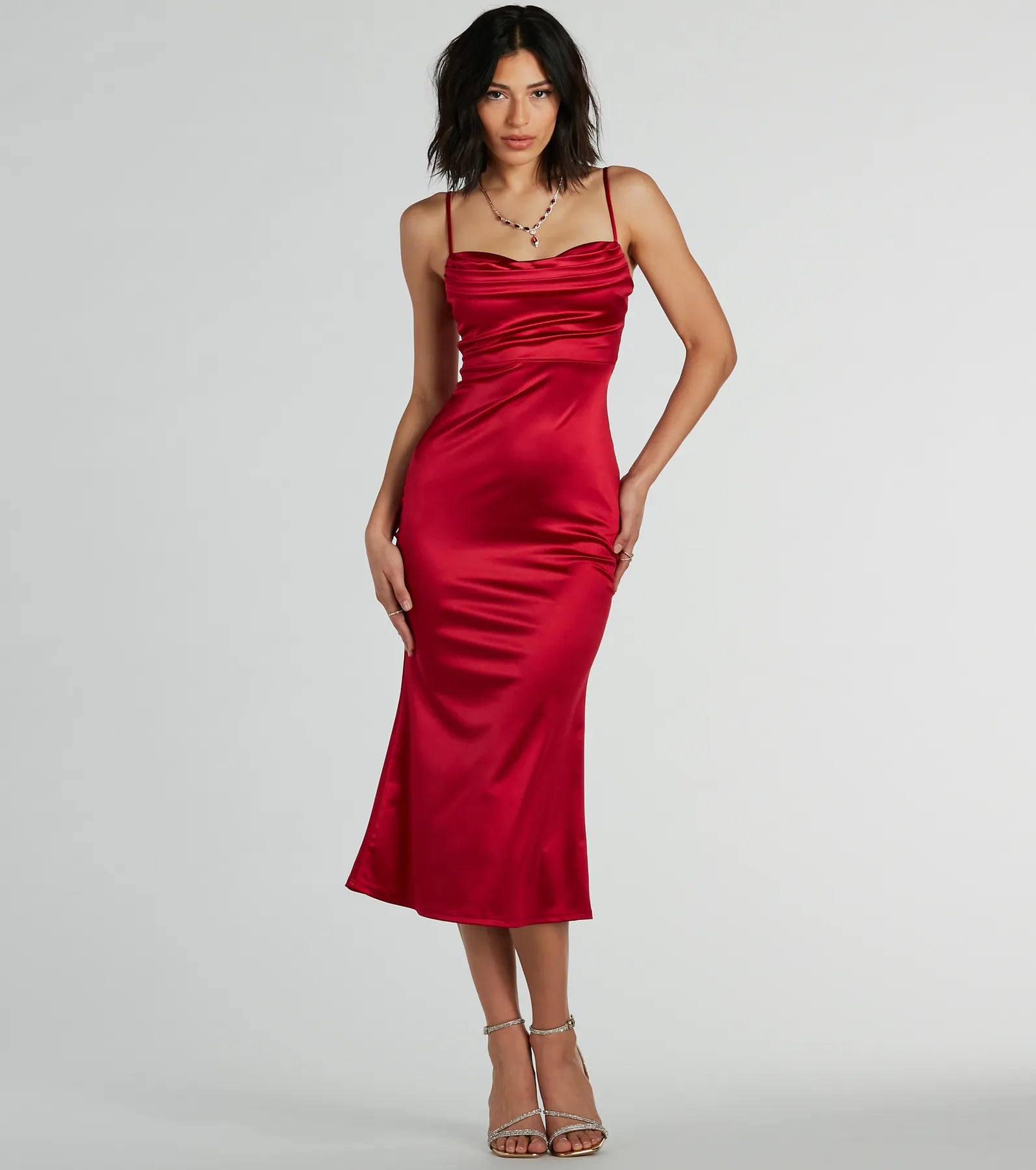 Premium Luxe Satin A-Line Midi Dress