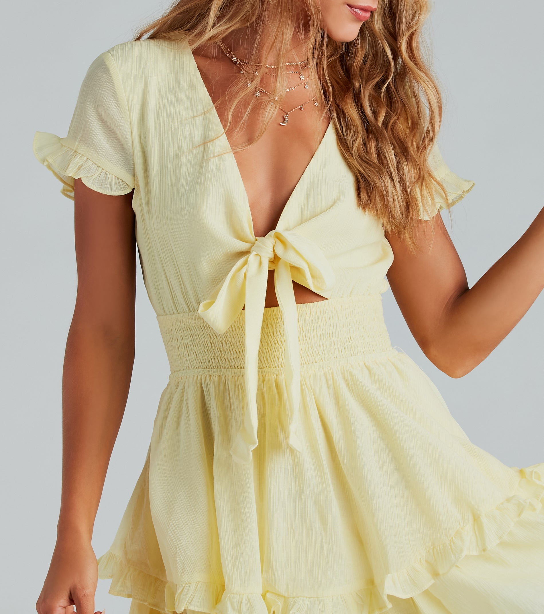 Ultimate Ray Of Beauty Ruffled Skater Dress - Premium Chiffon Fit & Flare