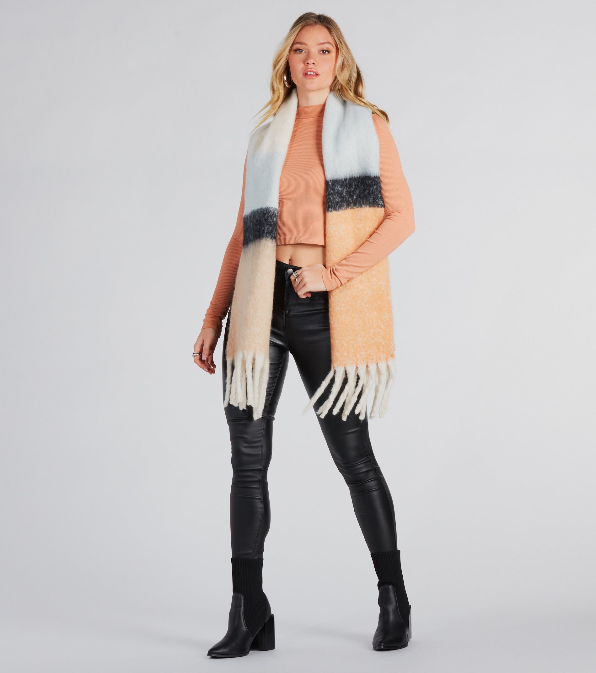 Premium Winter Chill Striped Fringe Scarf - Ultimate Style & Warmth