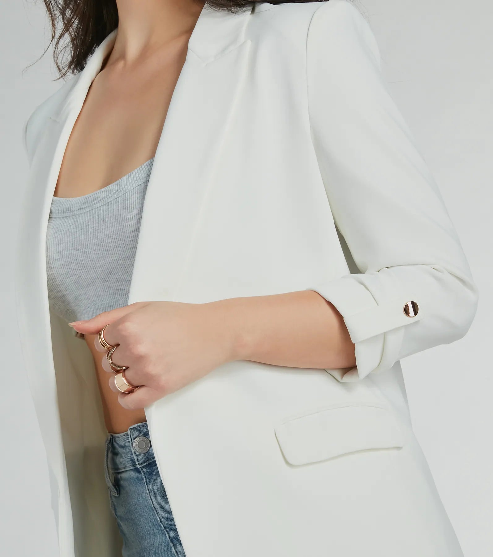 Premium Oversized Crepe Blazer with Lapel Collar