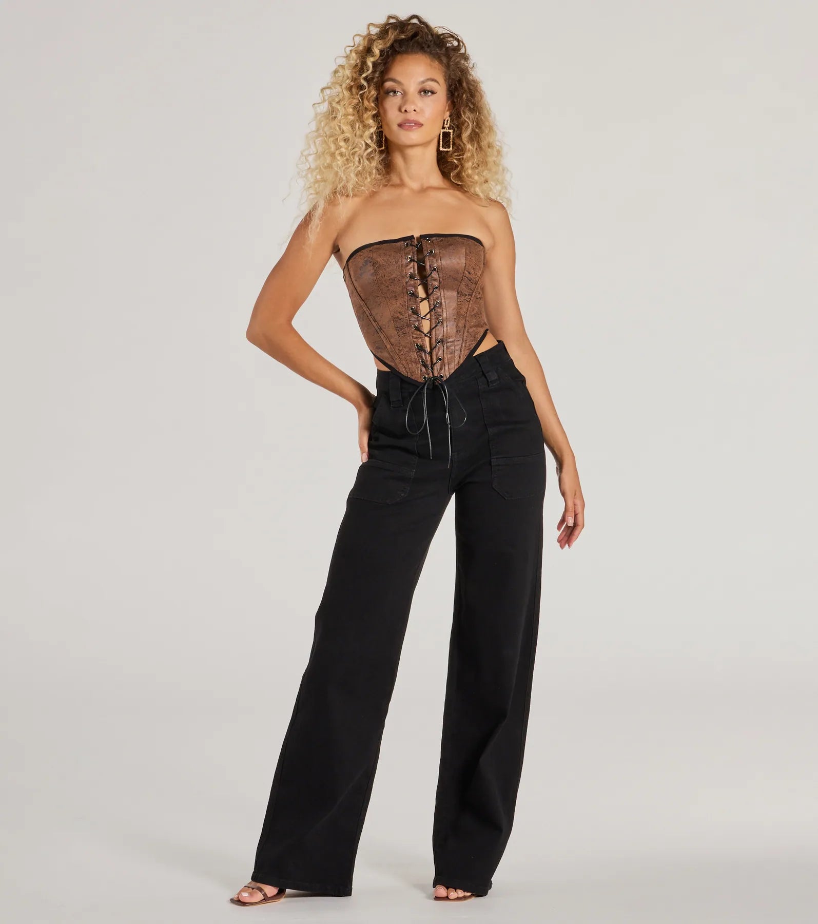 Ultimate Smooth & Edgy Lace-Up Corset Top - Premium Faux Suede