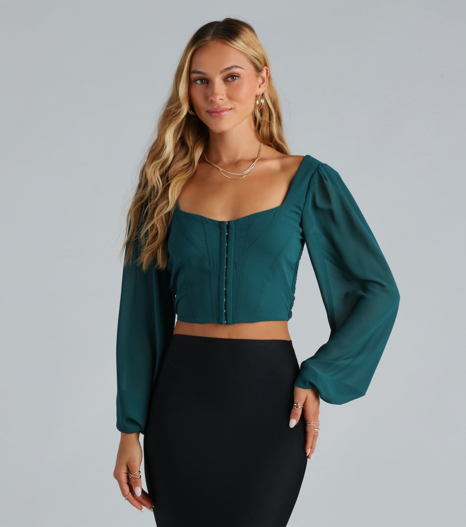 Ultimate Dream Chiffon Corset Crop Top