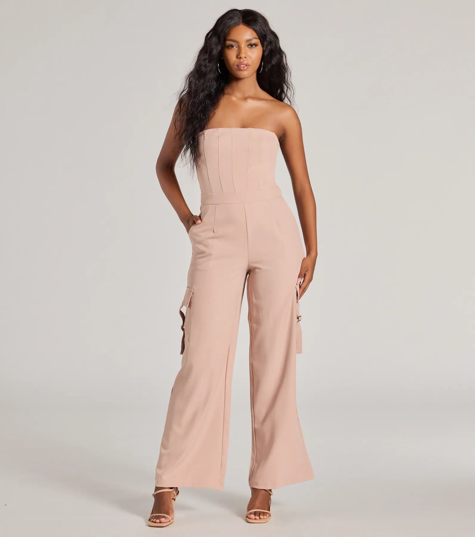 Ultimate Casual-Chic Strapless Cargo Jumpsuit