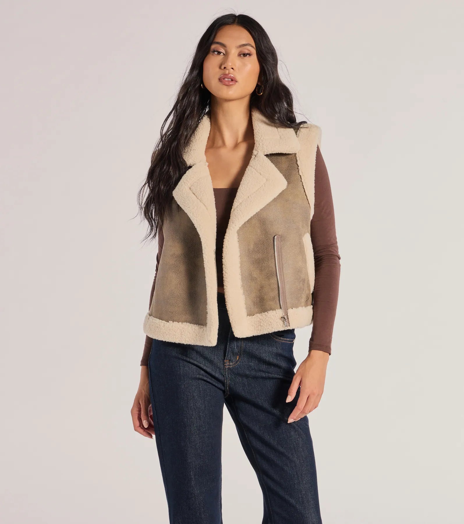 Premium Luxe Faux Sherpa Trim Oversized Vest - Ultimate Comfort & Style