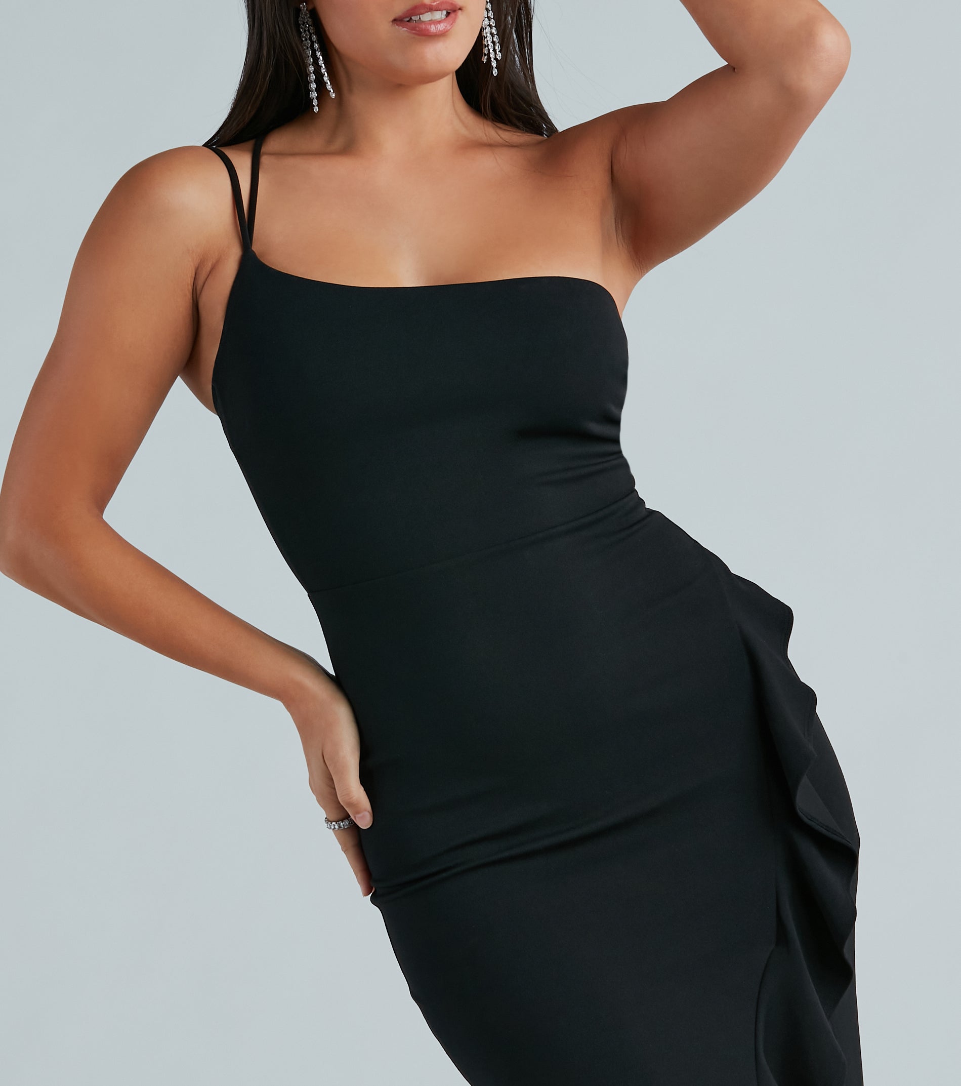 Premium Candace One-Shoulder Crepe Maxi Dress - Ultimate Formal Wear