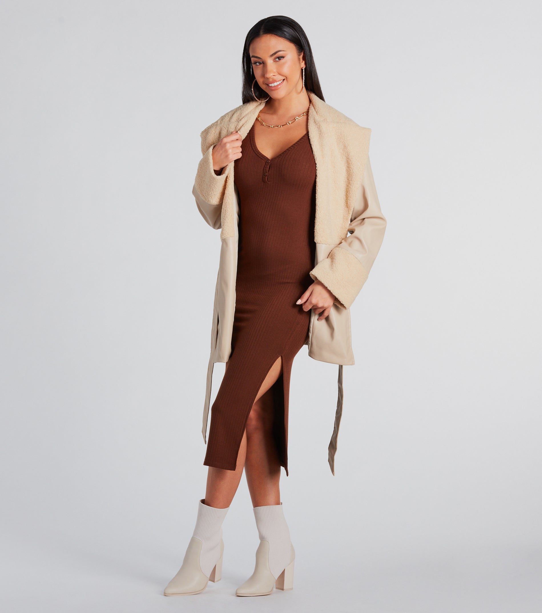 Ultimate Faux Sherpa Leather Trench Coat - Style & Warmth Redefined