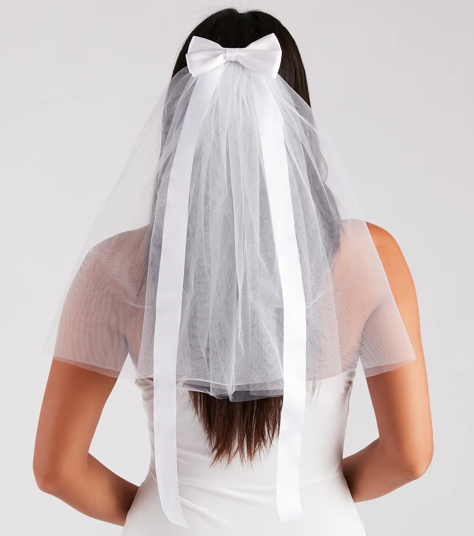 Premium Satin Bow Tulle Veil for Chic Brides