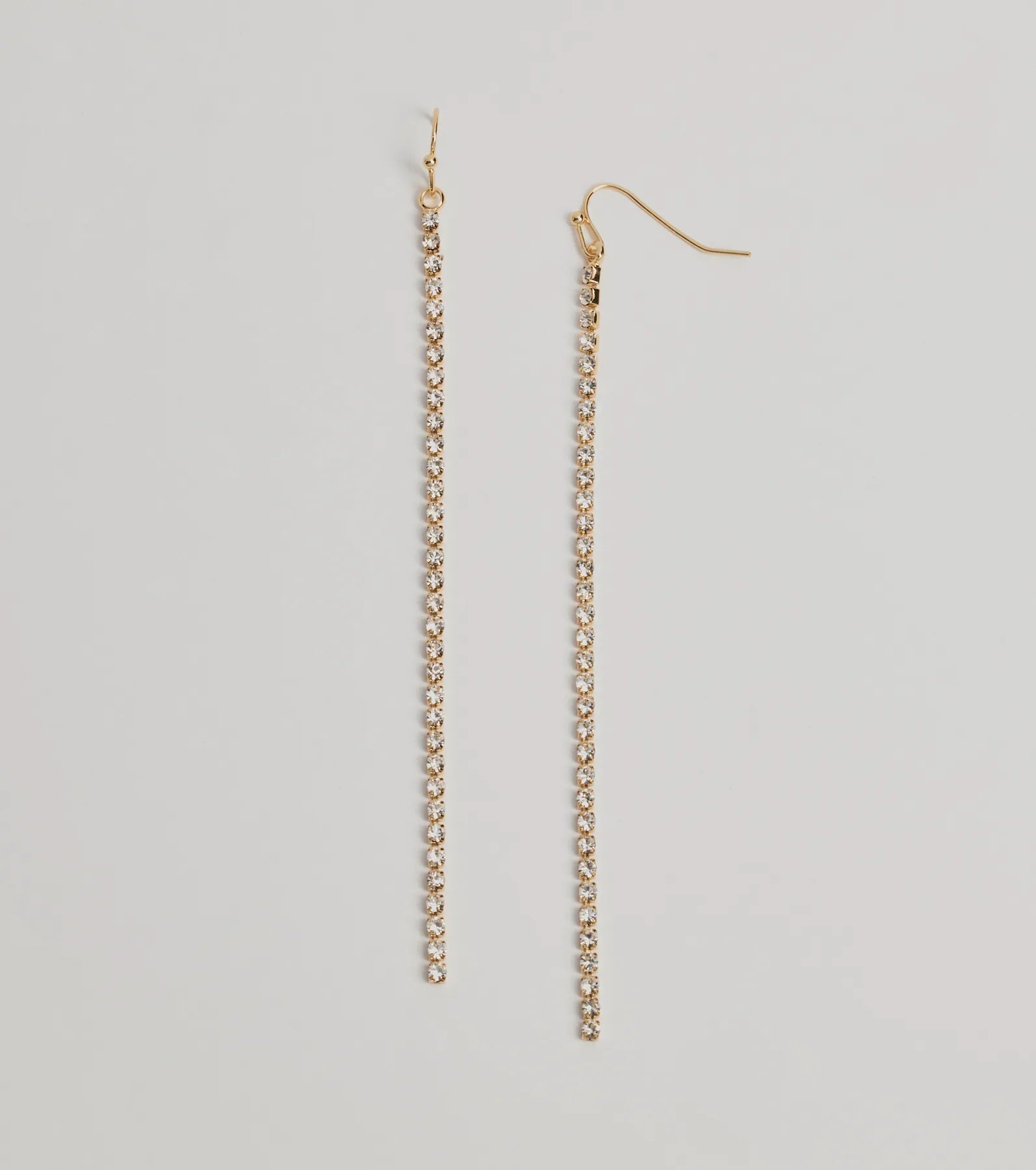 Premium Linear Rhinestone Drop Earrings - Endless Glam Collection