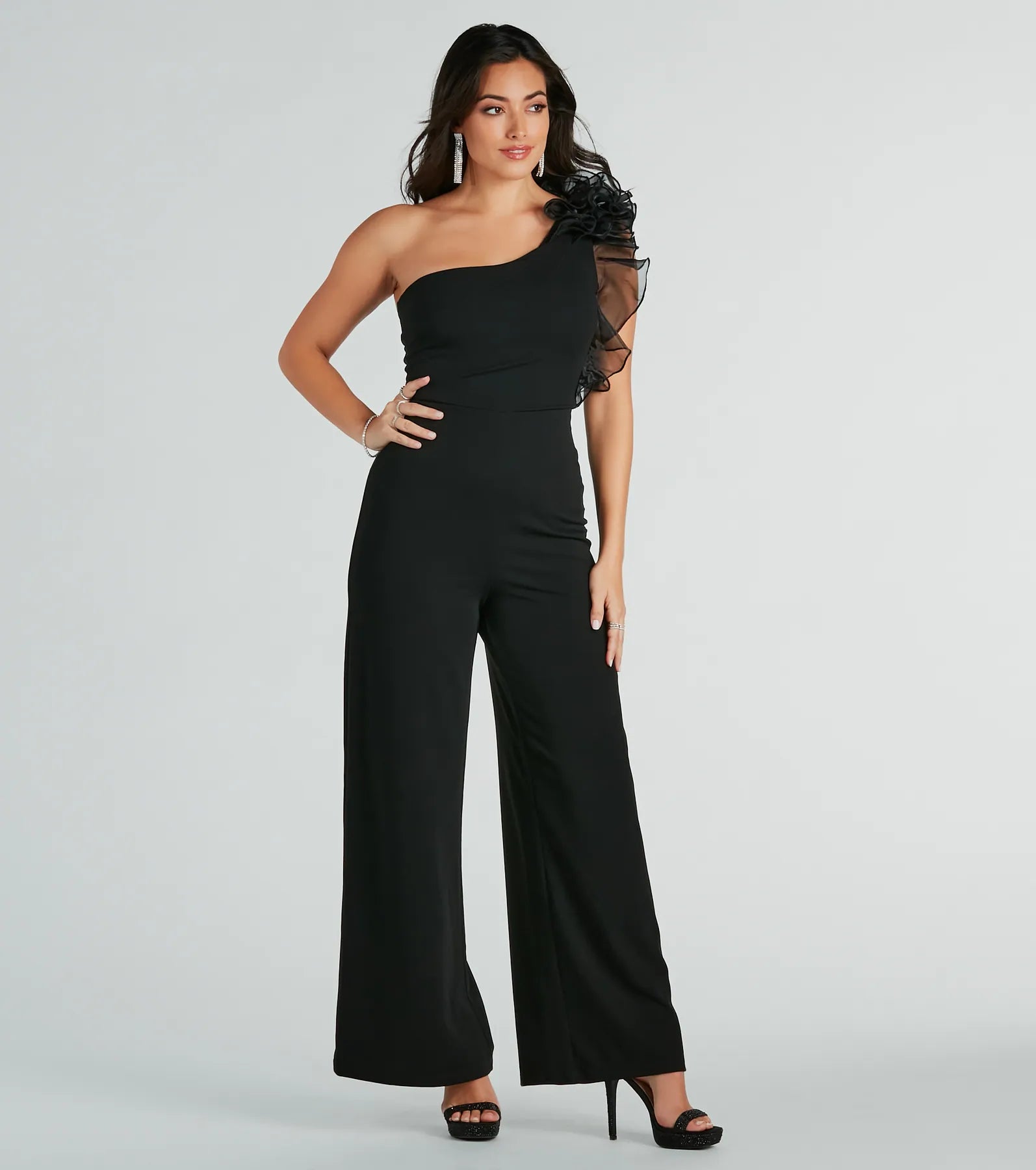 Premium Editorial Babe One-Shoulder Ruffle Jumpsuit - Ultimate Style Upgrade