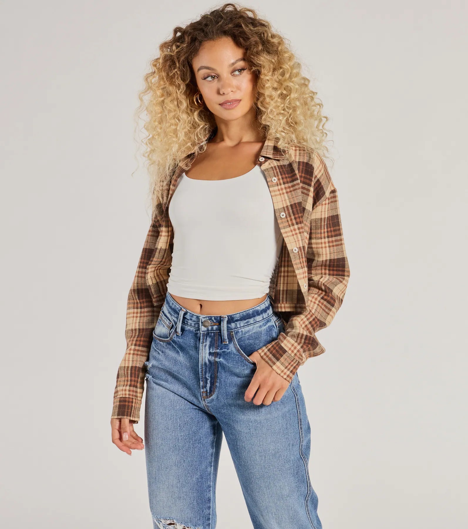 Premium Casual Act Button-Up Plaid Crop Top | Ultimate Style Upgrade