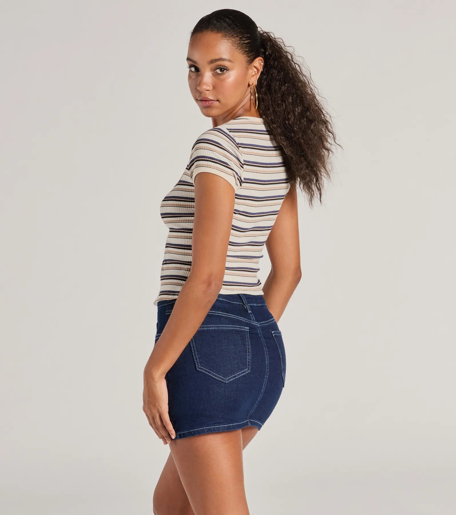 Ultimate Striped Tie-Front Crop Top - Premium Knit Style