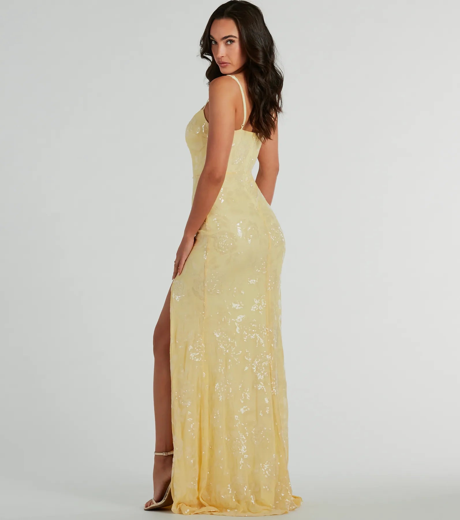 Premium Kimber Floral Sequin Mermaid Gown - High Slit Elegance