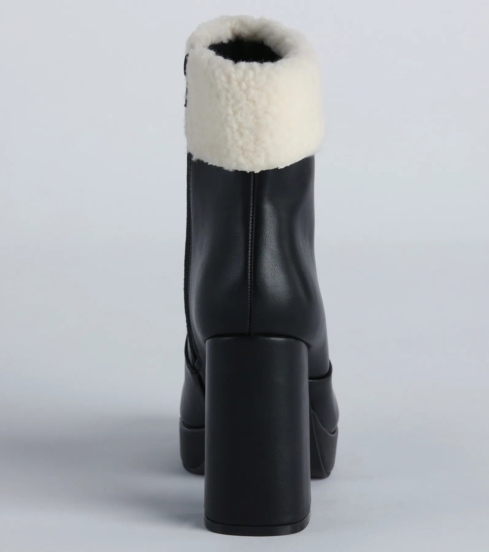 Ultimate Cold Babe Faux Sherpa Block Heel Booties - Cozy & Stylish