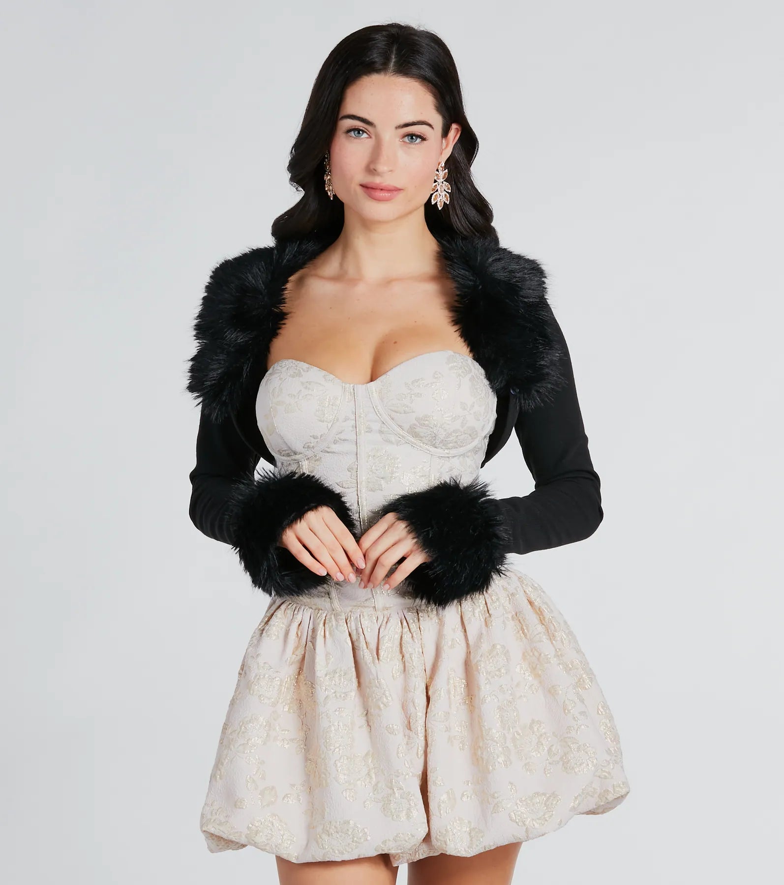 Premium Elegance Faux Fur Long Sleeve Bolero