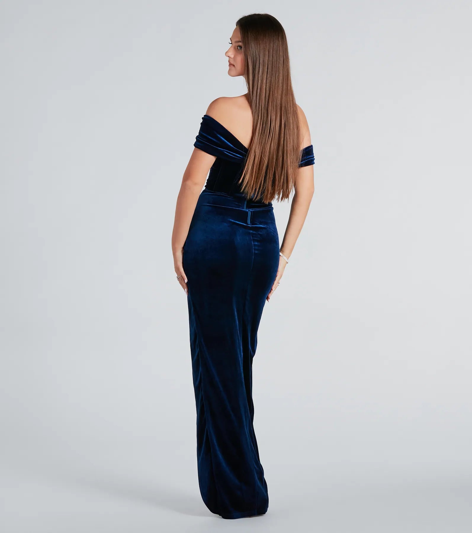 Alex Premium Velvet Off-The-Shoulder Evening Dress