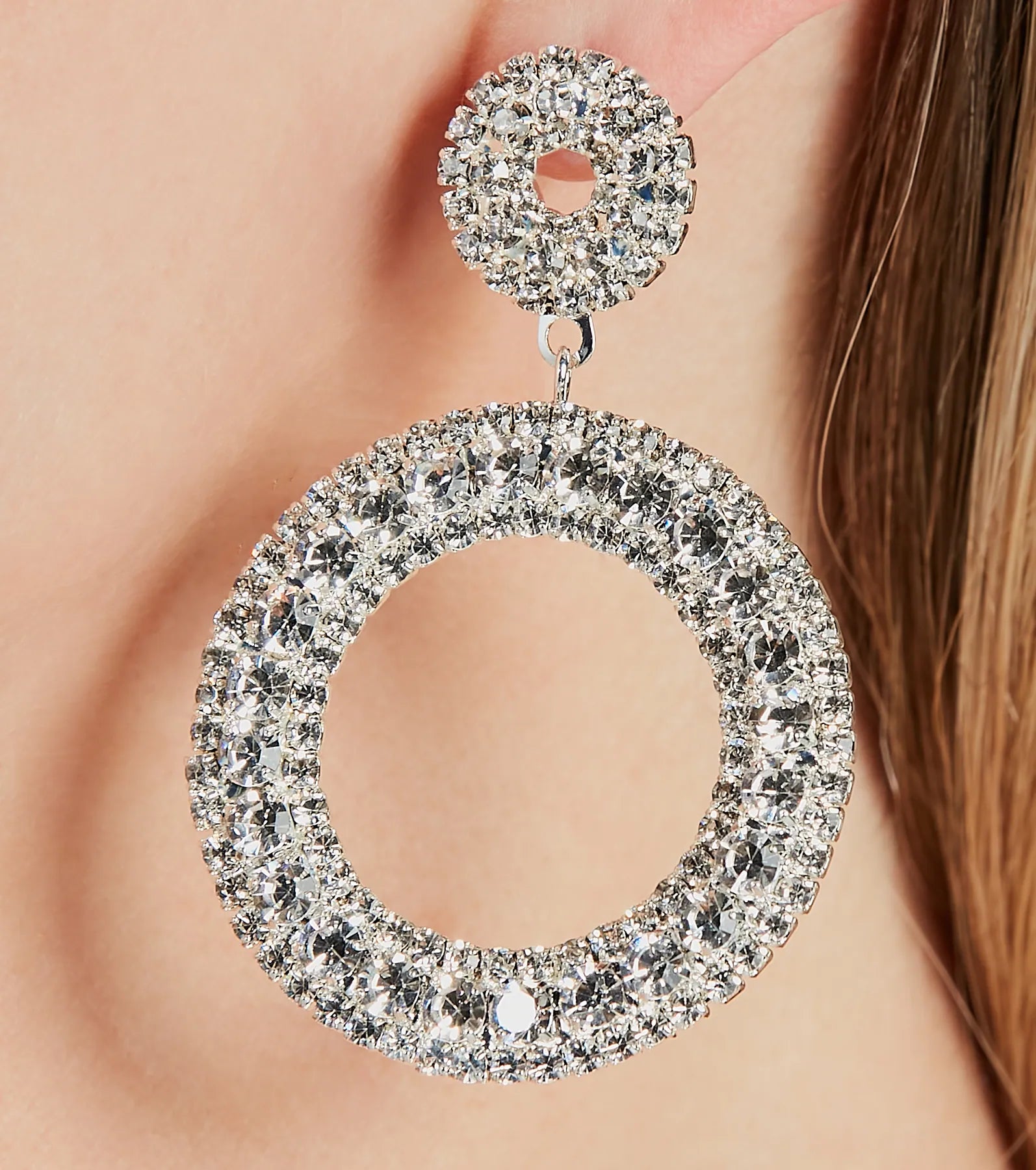 Premium Rhinestone Hoop Earrings - Ultimate Glamour