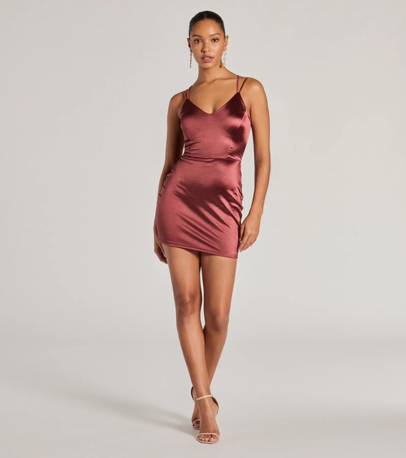 Ultimate Glam Satin Lace-Up Mini Dress