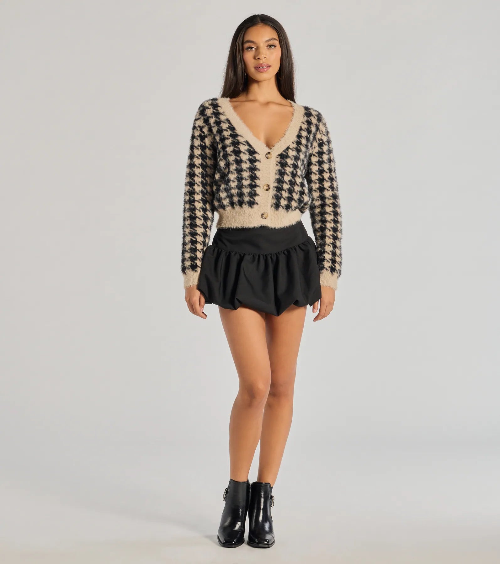 Premium Houndstooth Knit Cardigan - Ultimate Comfort & Style