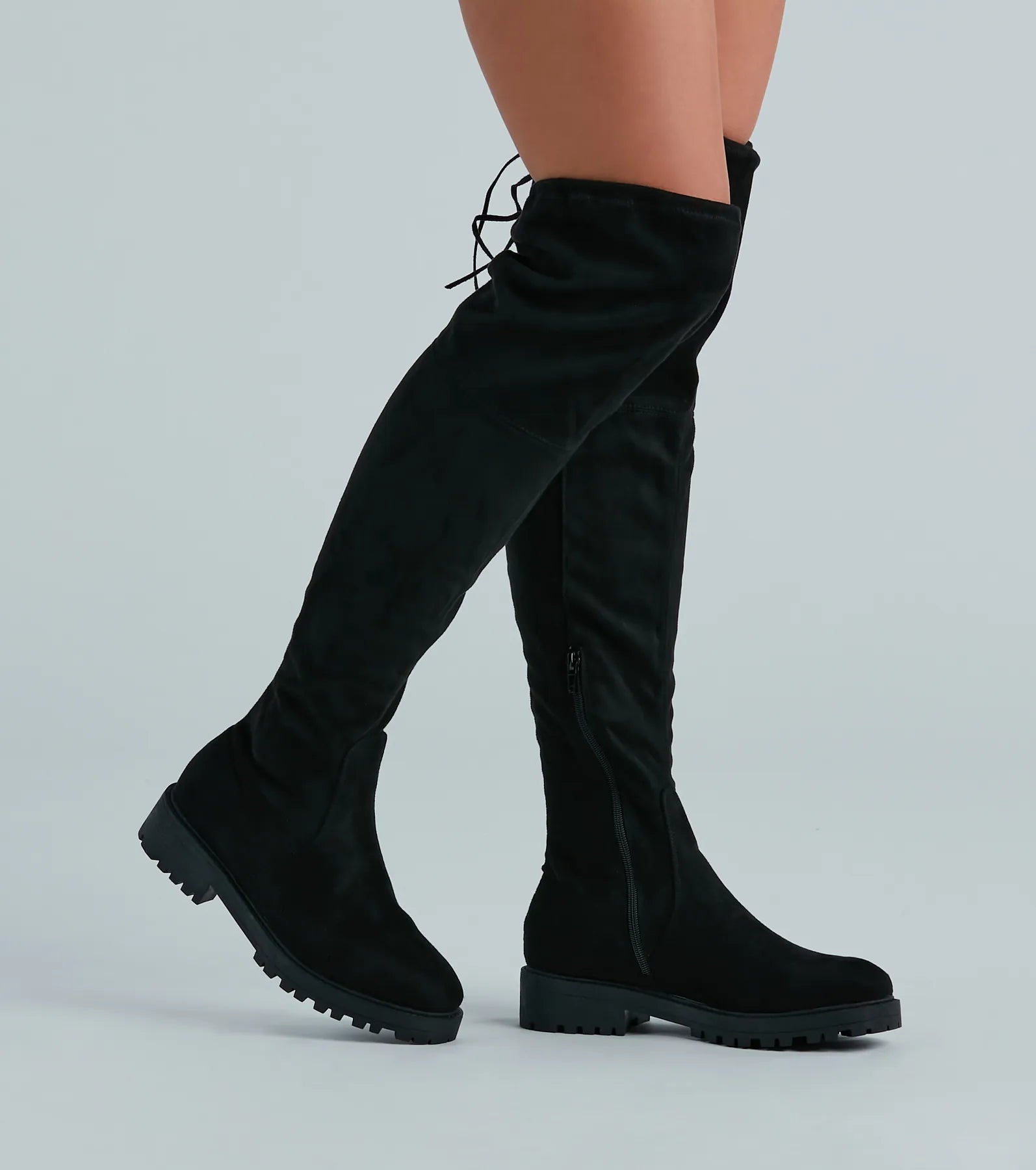 Ultimate Edge Over-The-Knee Lug Boots - Premium Faux Suede