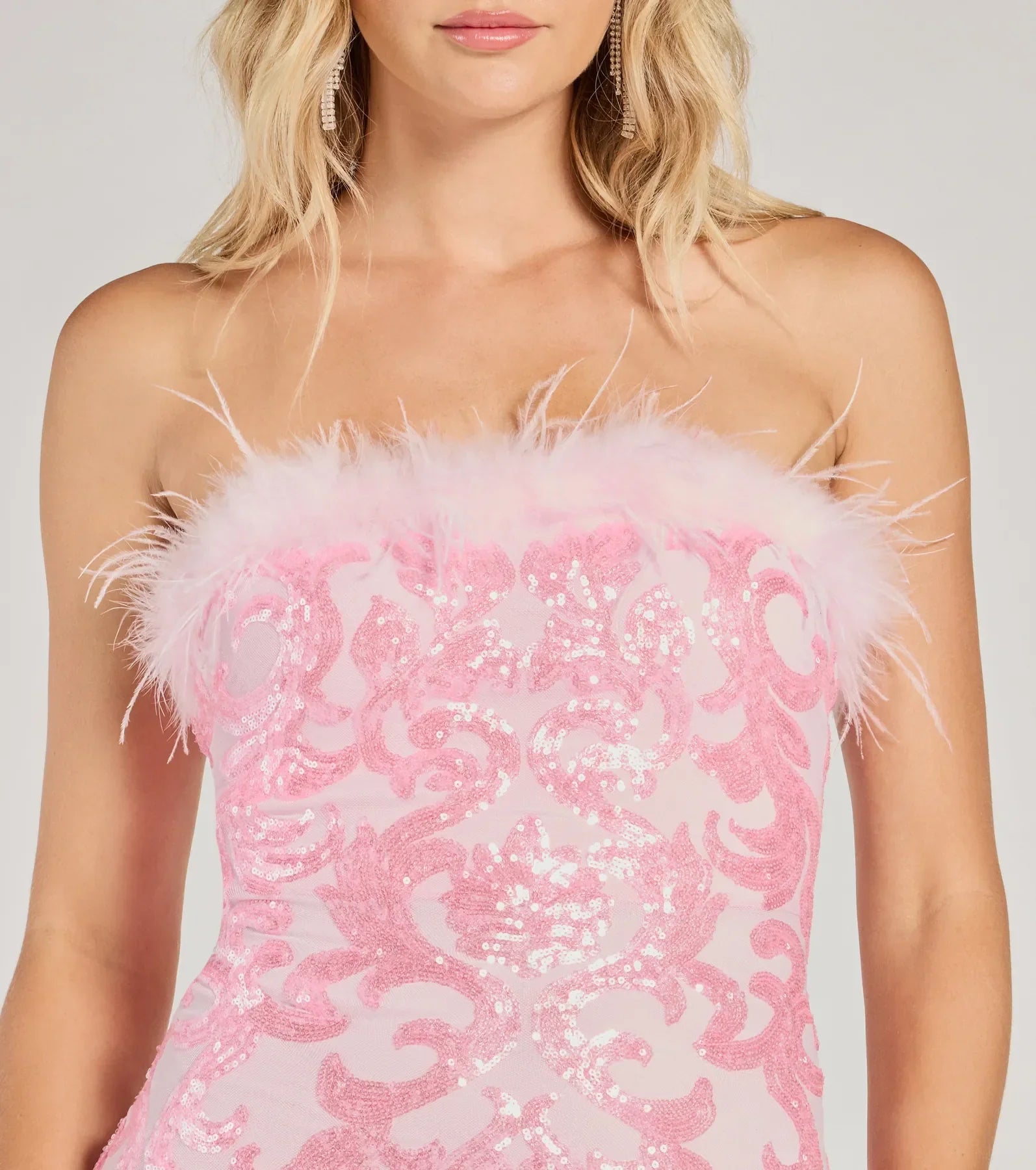 Ultimate Neriah Sequin Marabou Feather Party Dress - Shine Bright!