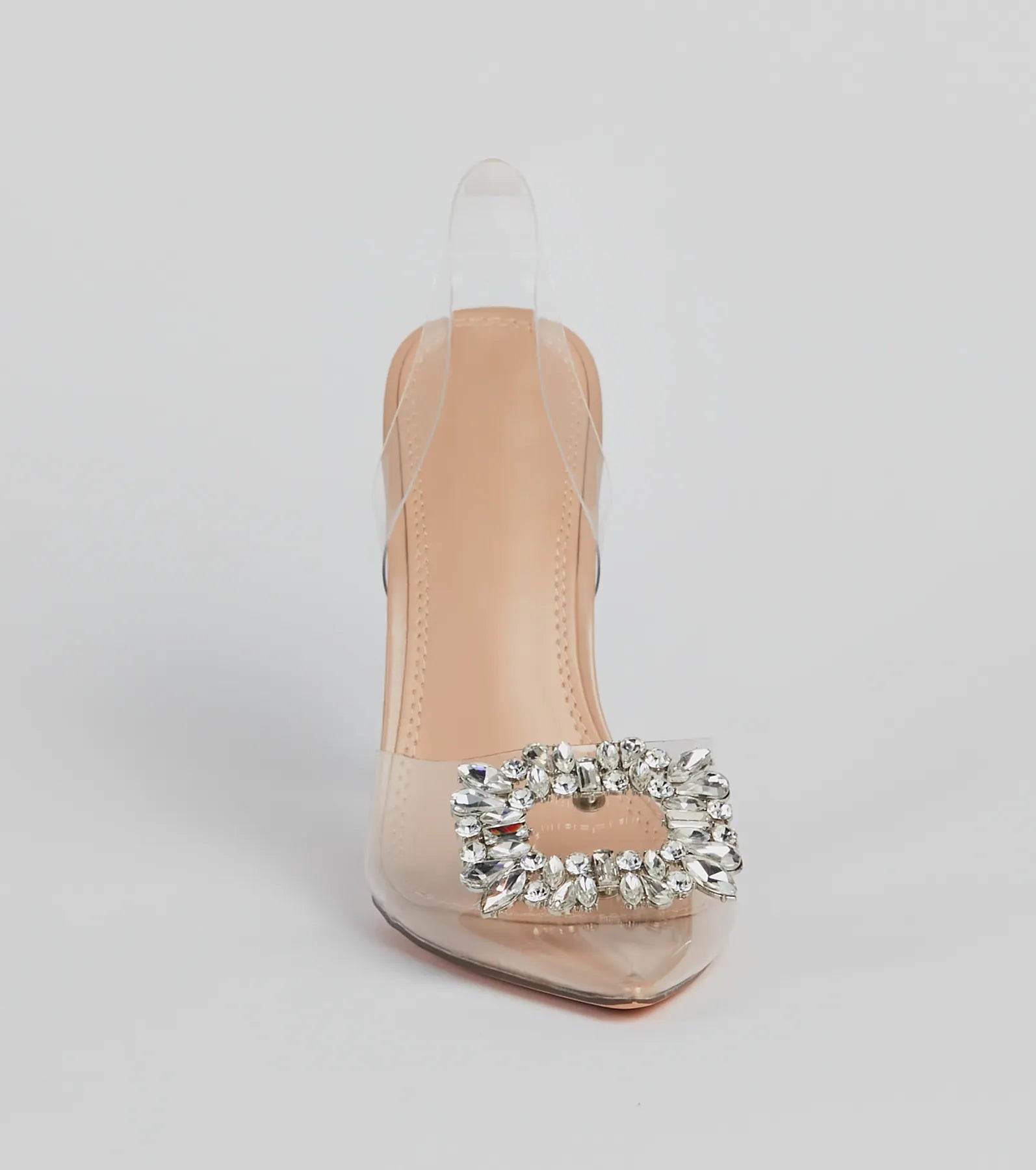 Premium Crystal-Embellished Clear Stiletto Heels