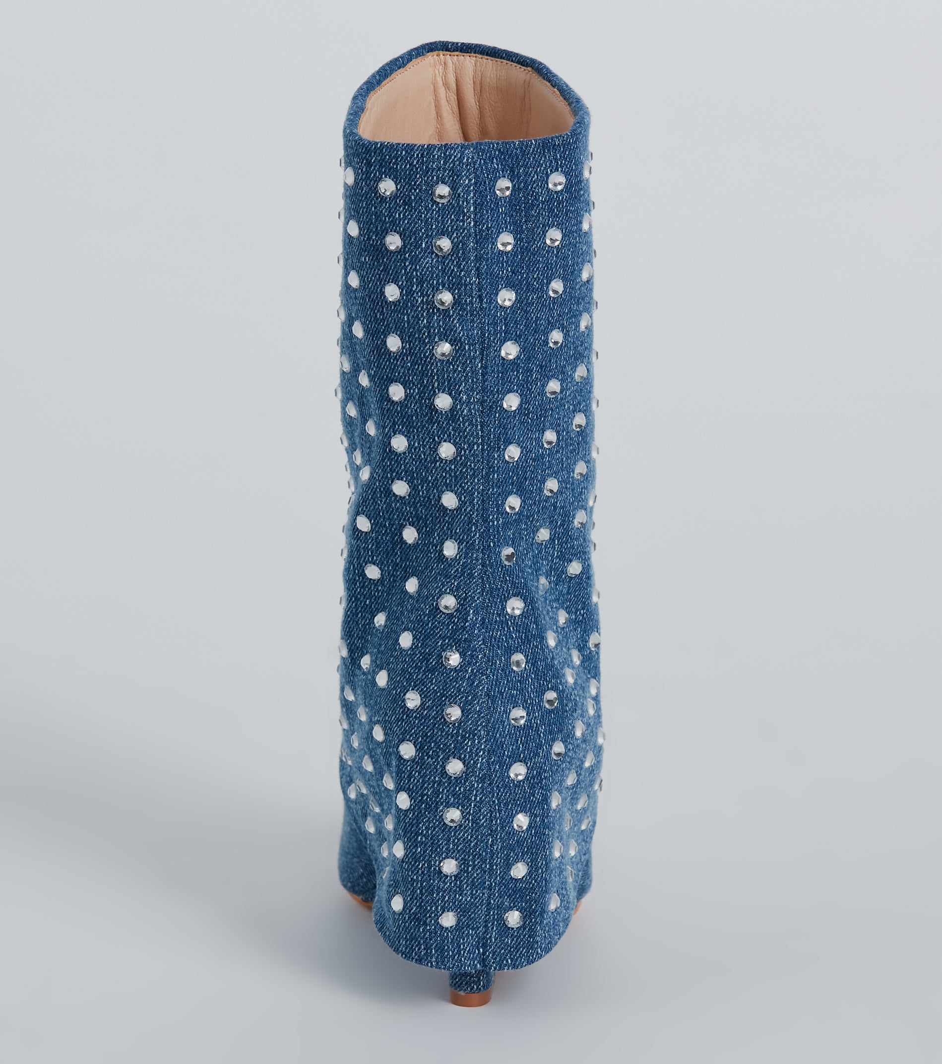 Ultimate Glam Rhinestone Fold-Over Denim Boots