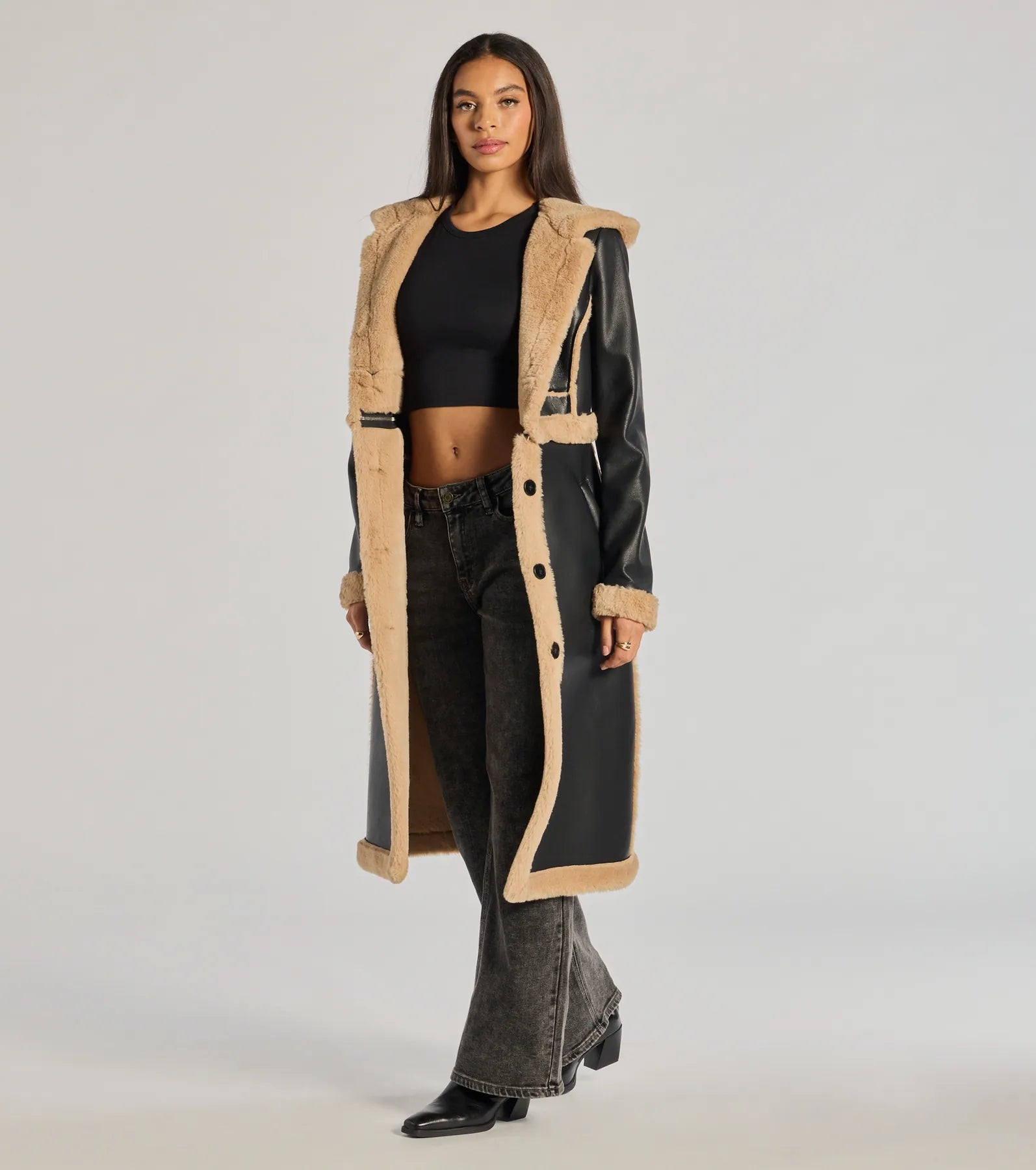 Ultimate Runway Ready Convertible Faux Leather Trench Coat