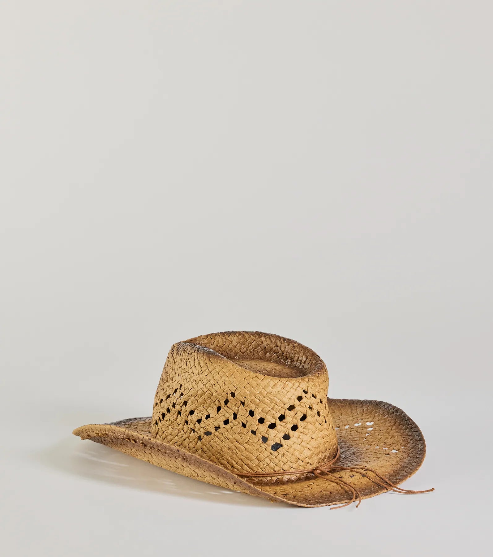 Premium Distressed Straw Cowboy Hat with Colored Stones