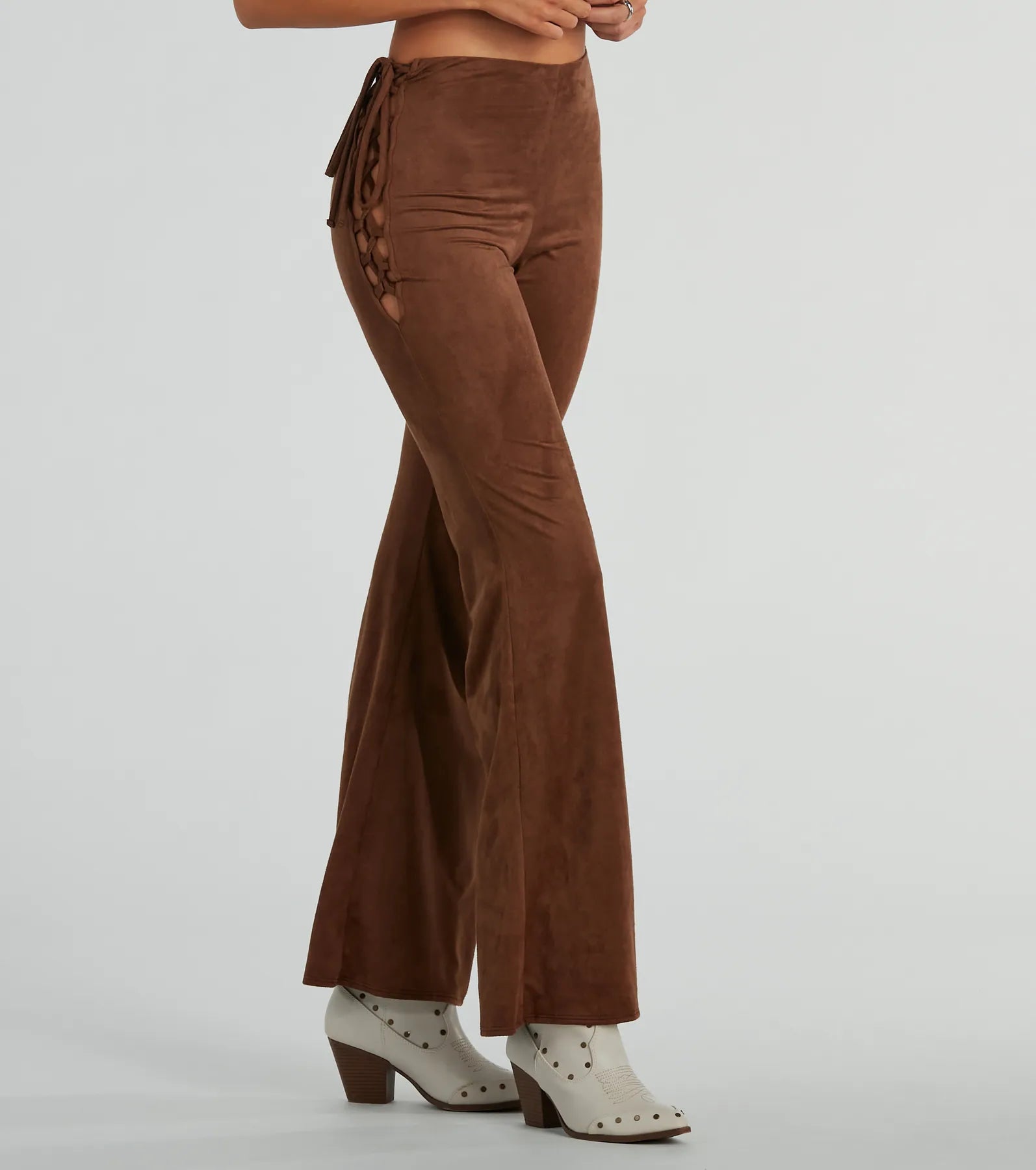 Ultimate All Laced-Up Flare Faux Suede Pants